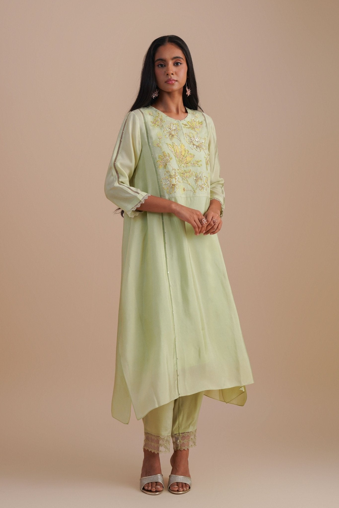 Mist Applique Kurta Set - One Not Two - Elahe