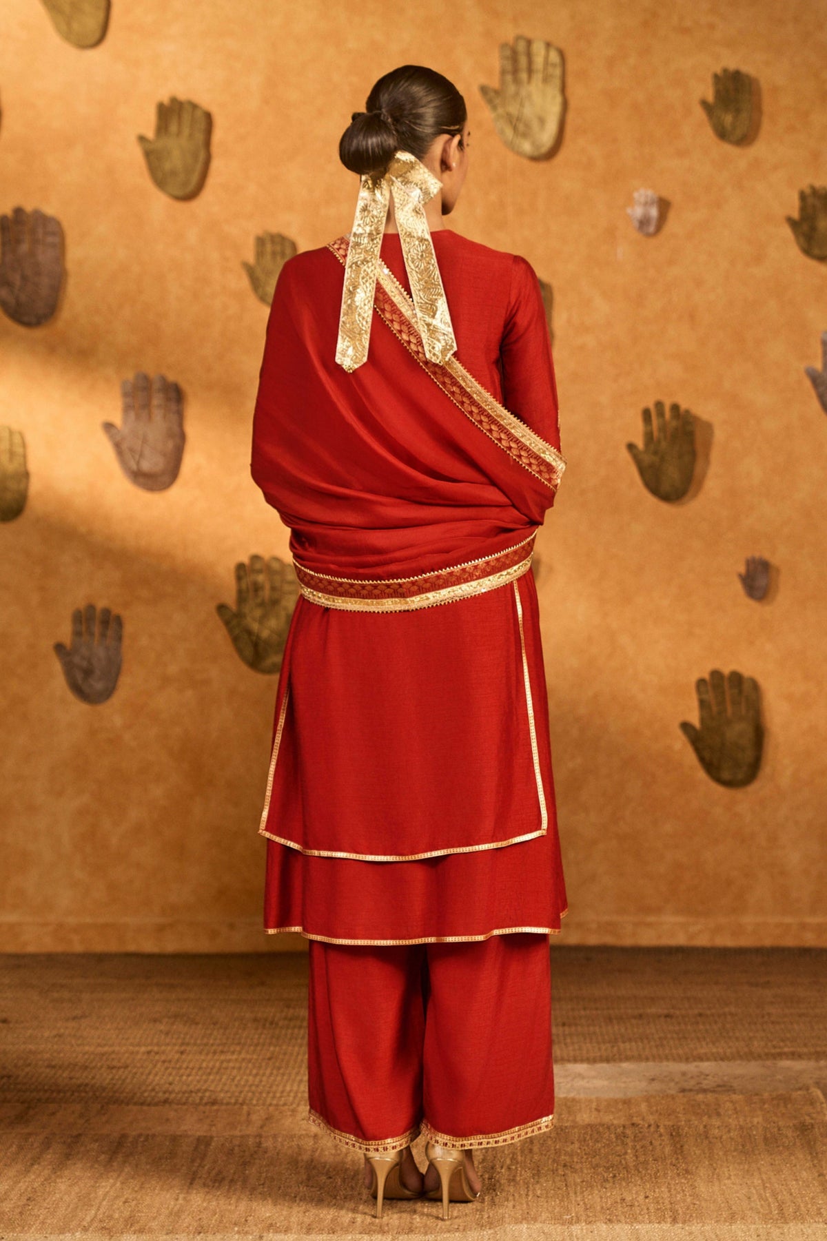 Red Mandarin Kurta Set