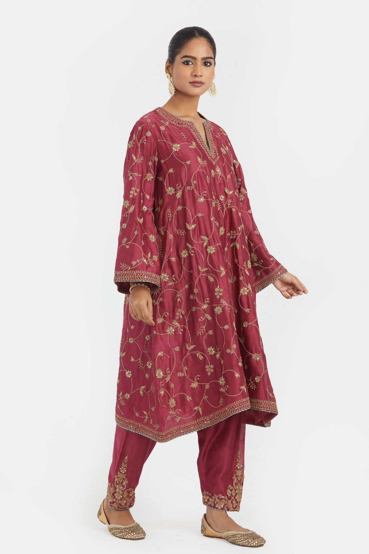 Red A-line Kurta Set