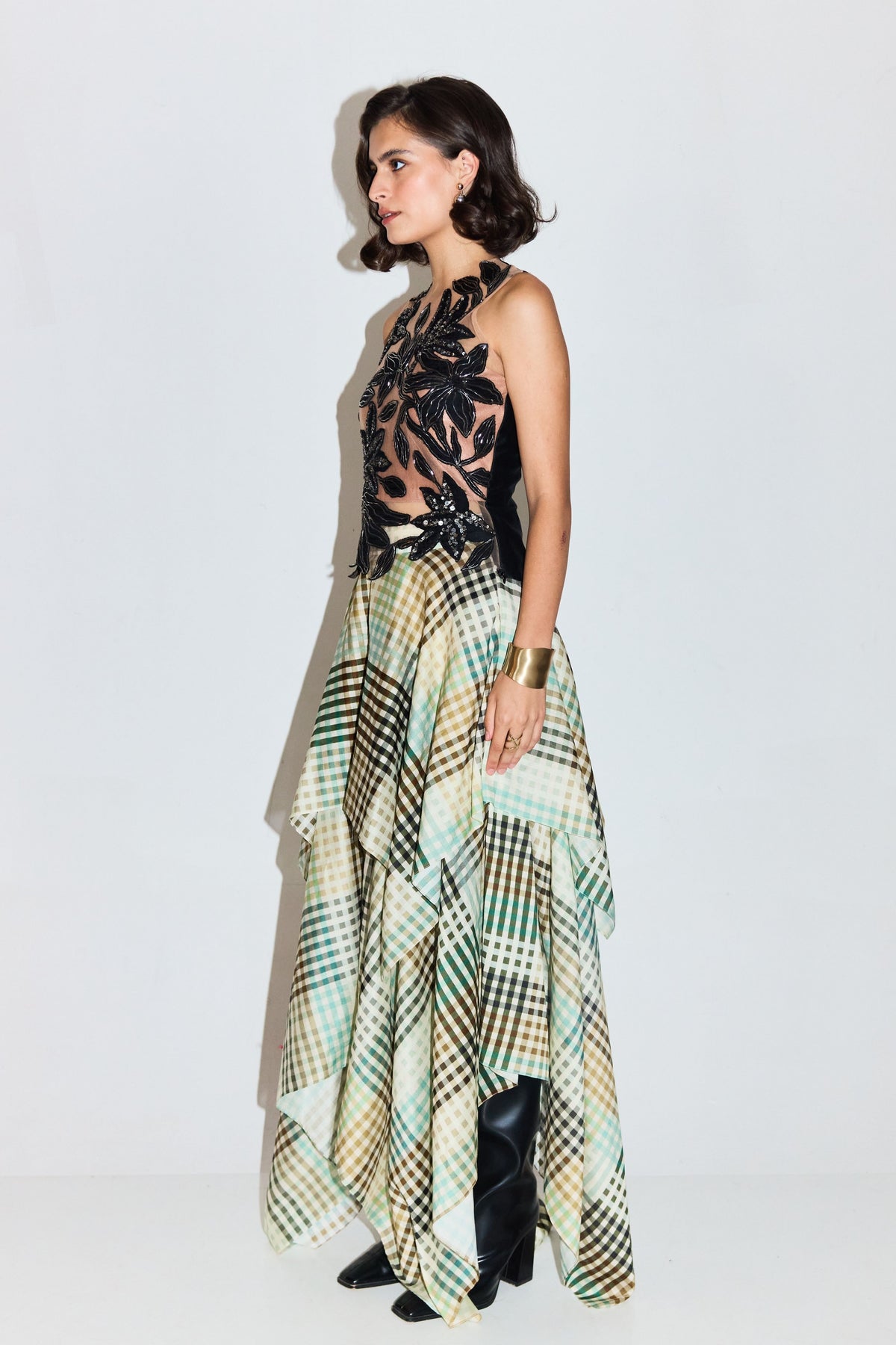 Davis Embroidered Top With Skirt