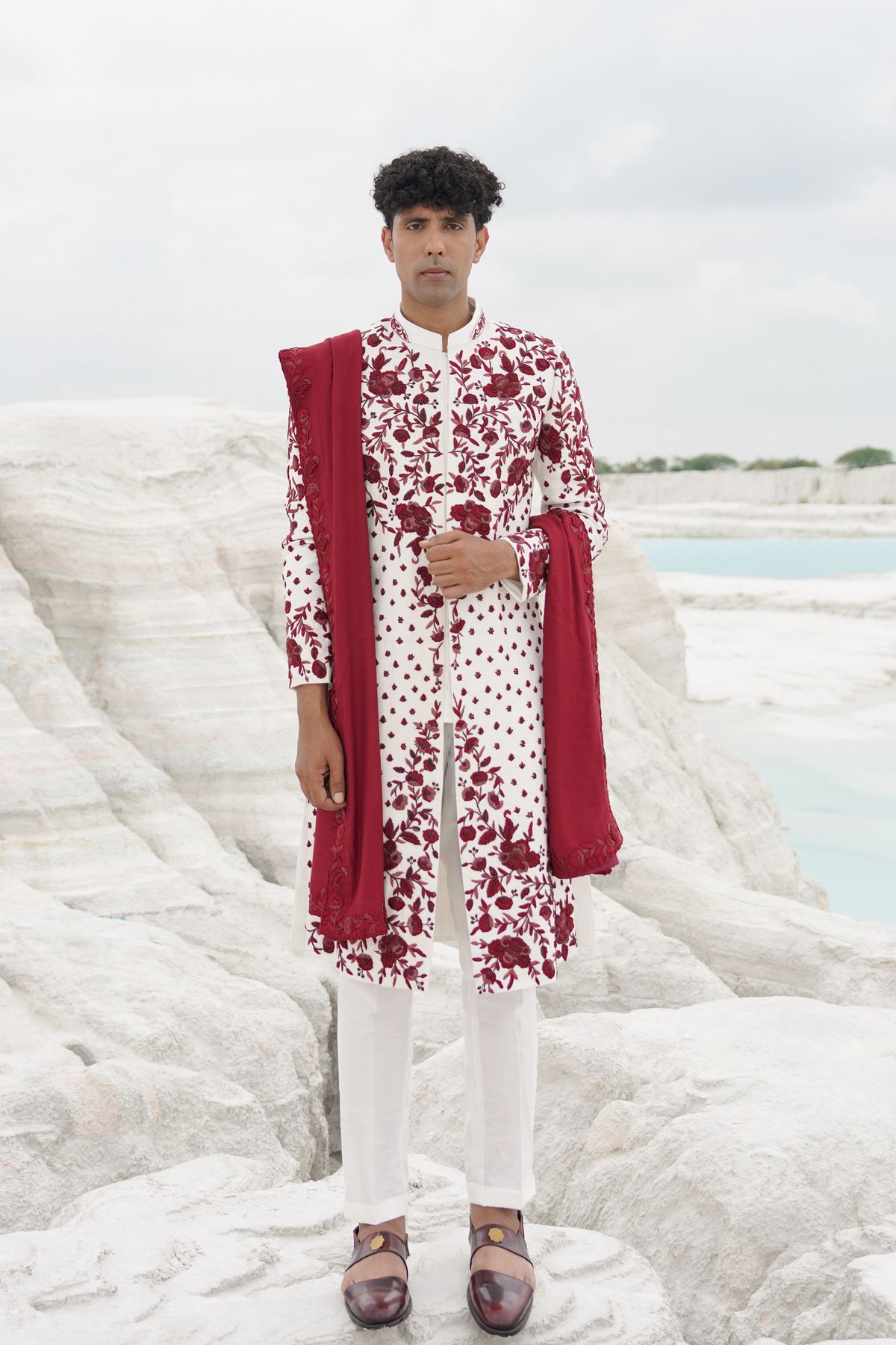 White Sherwani Set