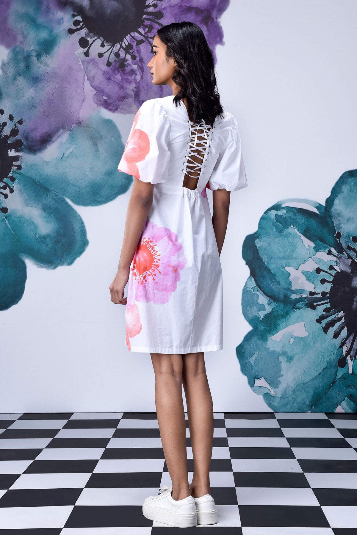 Anemone Flower Dress White Coral