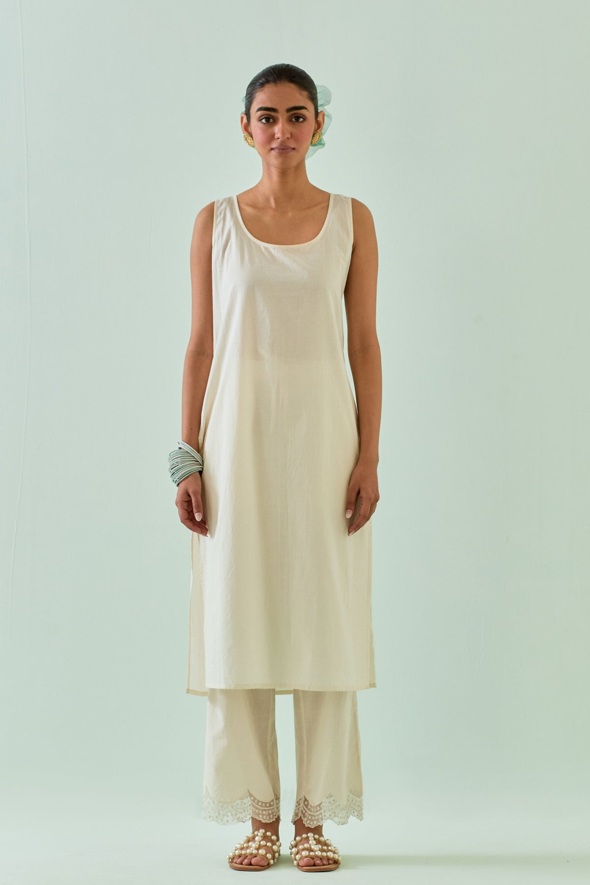 Off White Straight Kurta Set