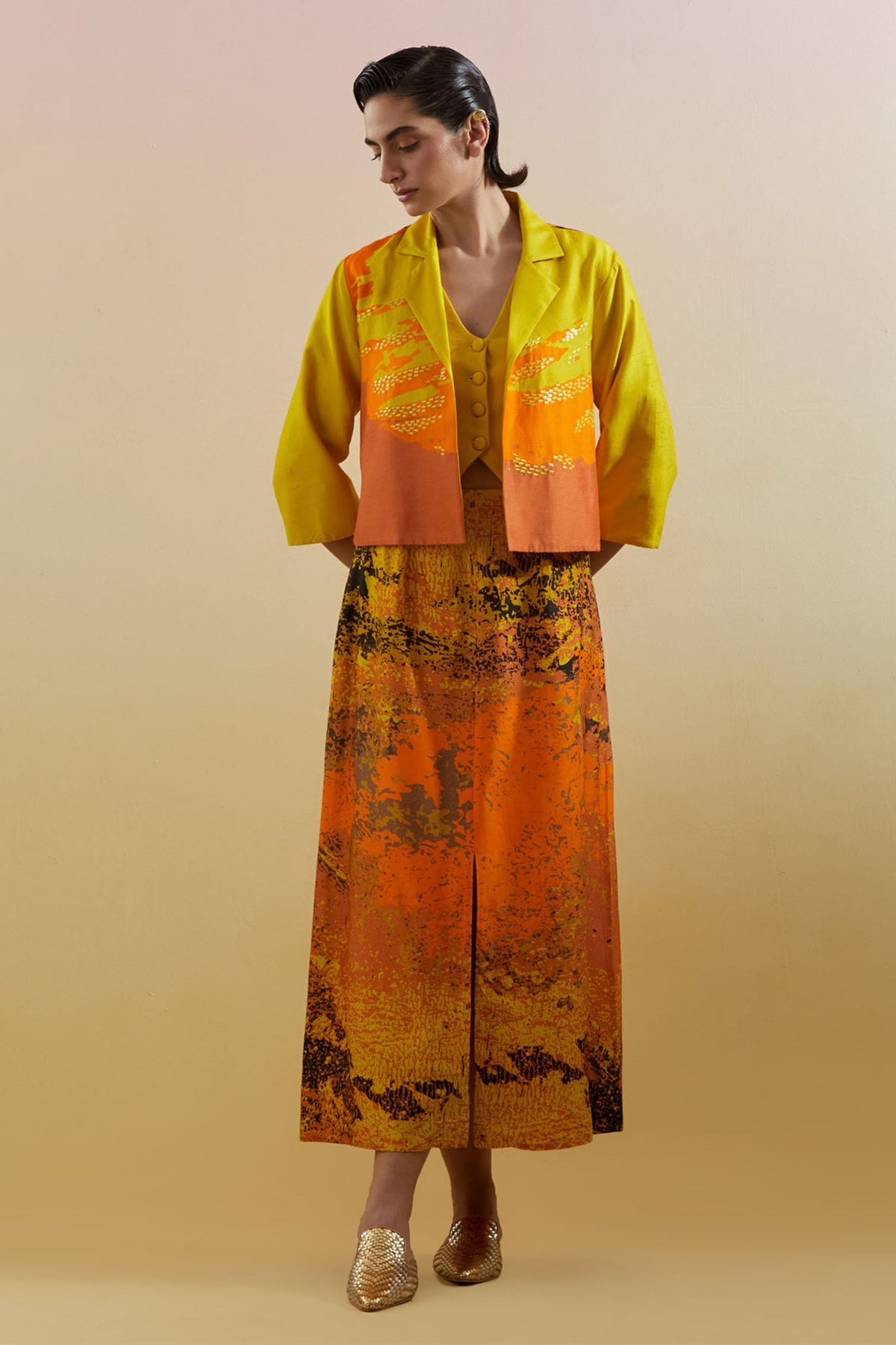 Gliss Yellow & Orange Jacket Set