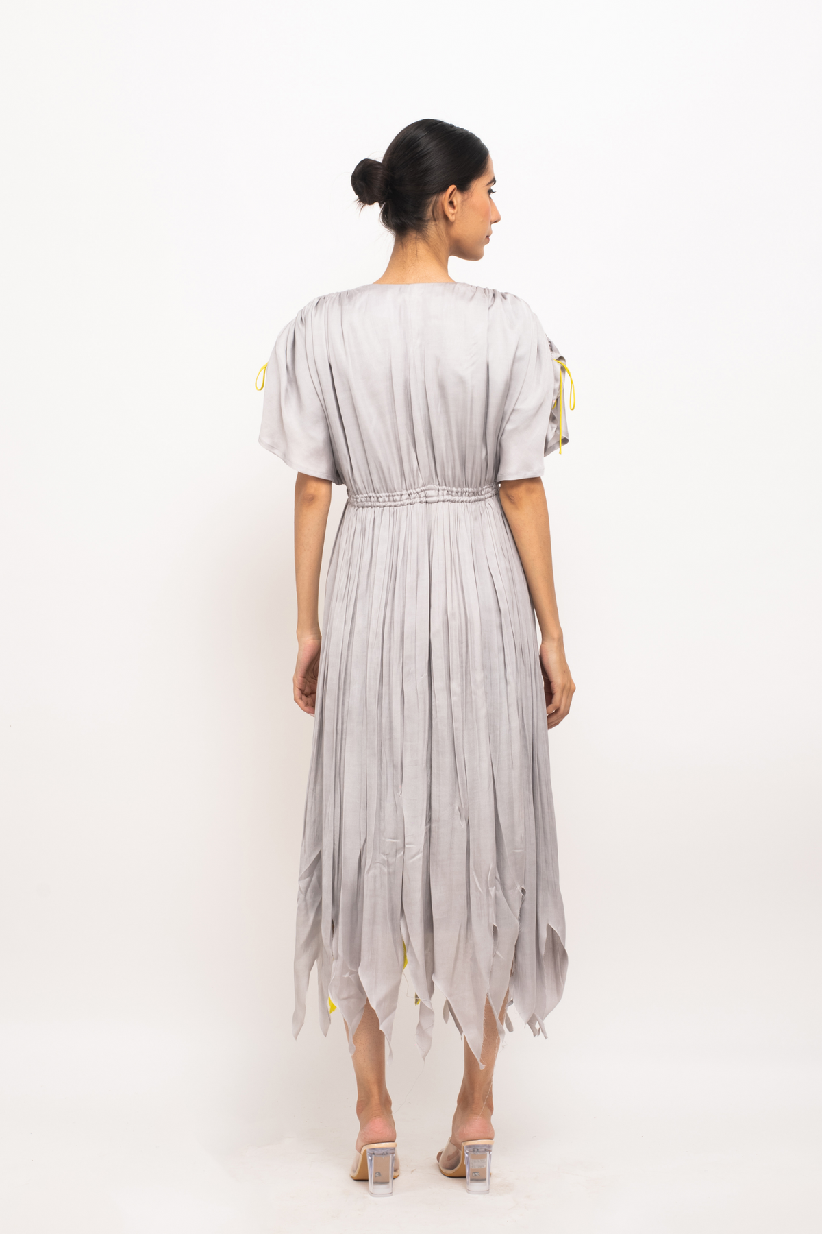 Grey and Neon Angrakha Dress