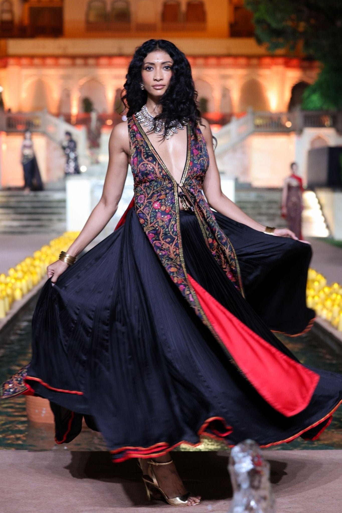 The Black Slit Jacket Set - Punit Balana - Elahe