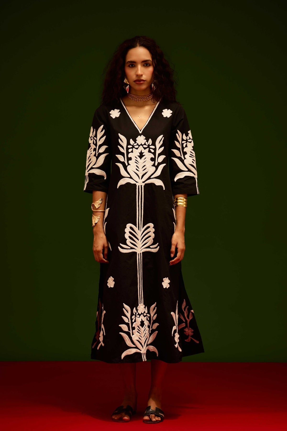Ivory Tulip Black Dress