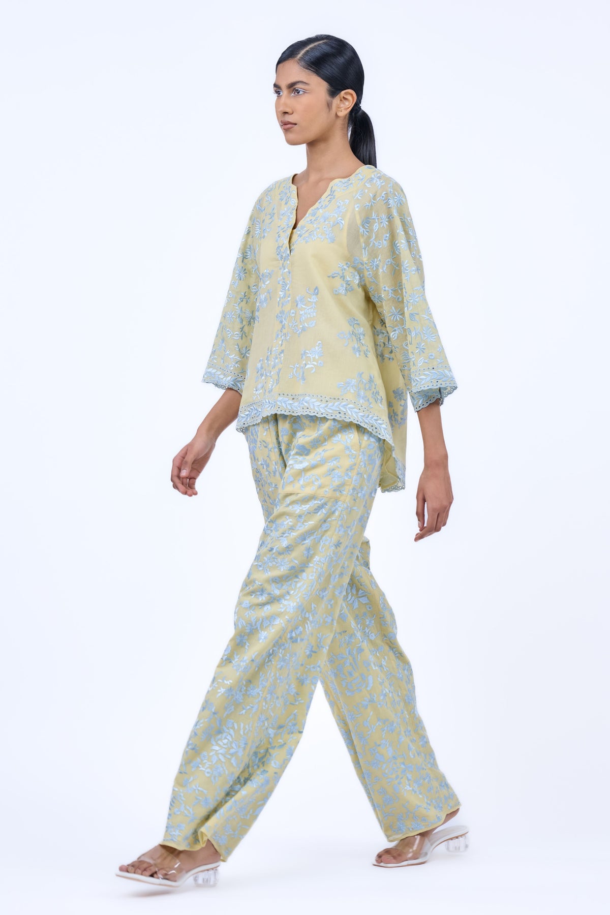 Yellow &amp; Blue Threadwork Top