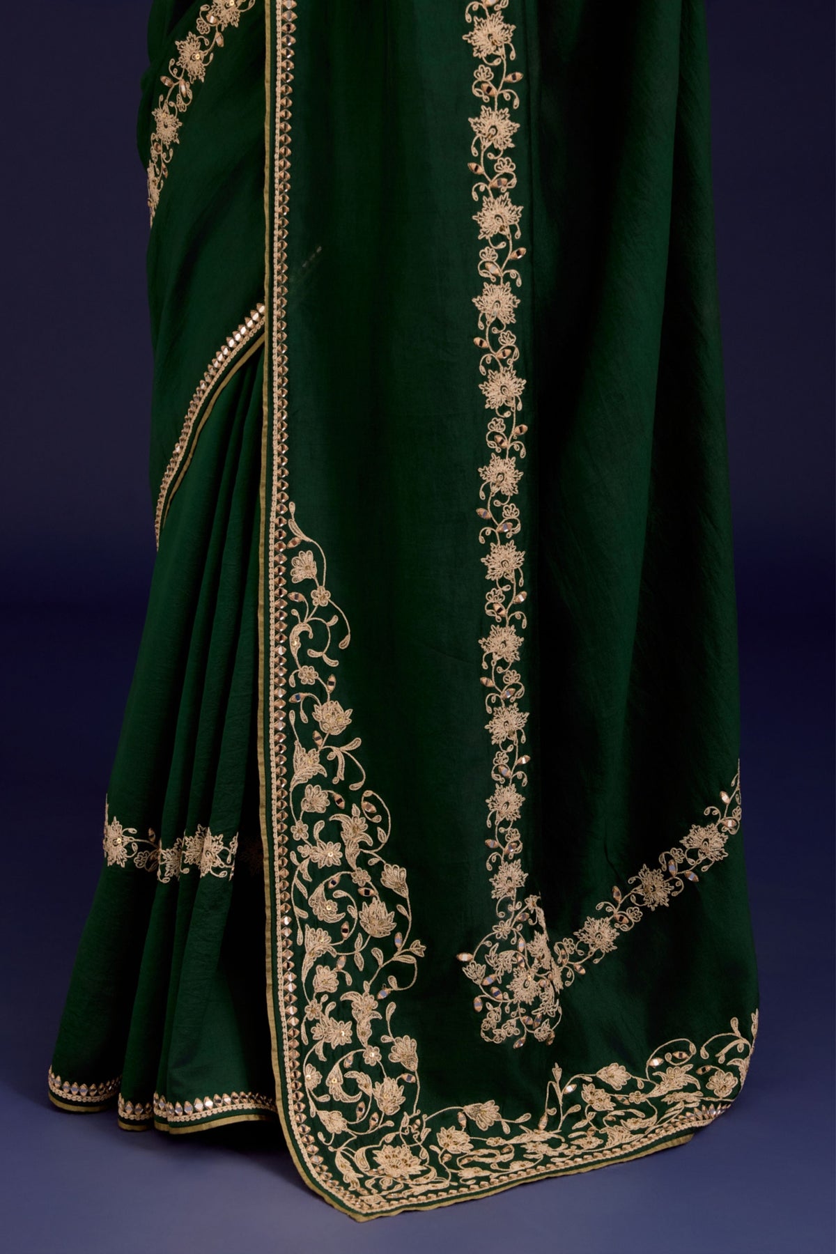 Green Embroidered Saree Set