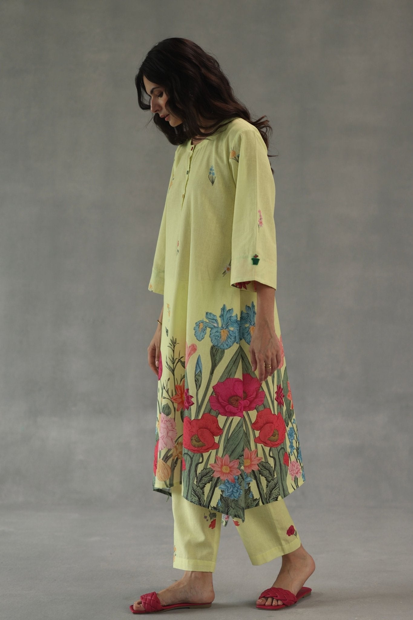 Yellow Wildflower Kurta Set - Roza Pret - Elahe