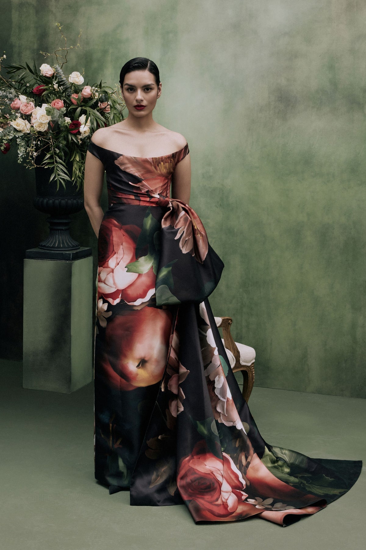 Draped Column Gown
