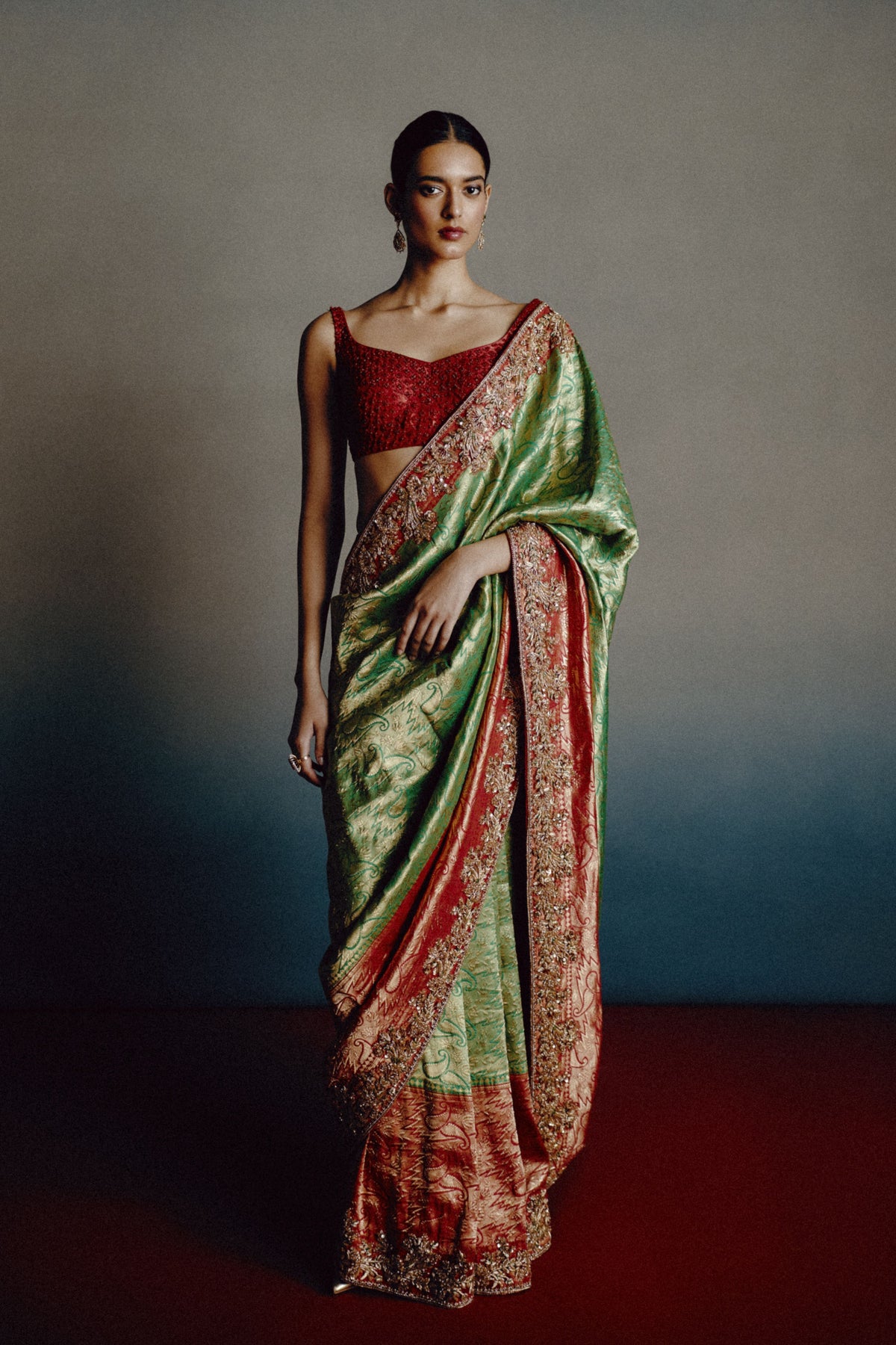 Verdant Rouge Banarasi Saree