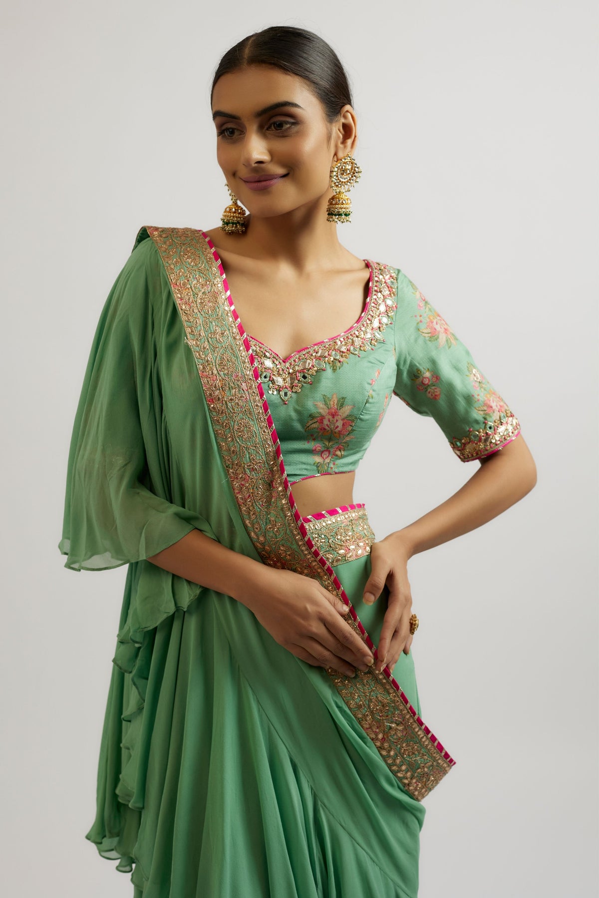 Mint Shefali Saree Set