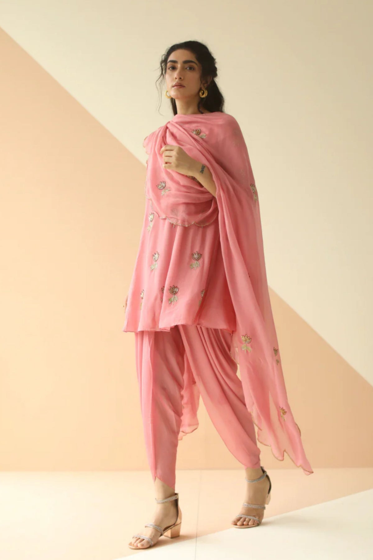Pink mauve dhoti