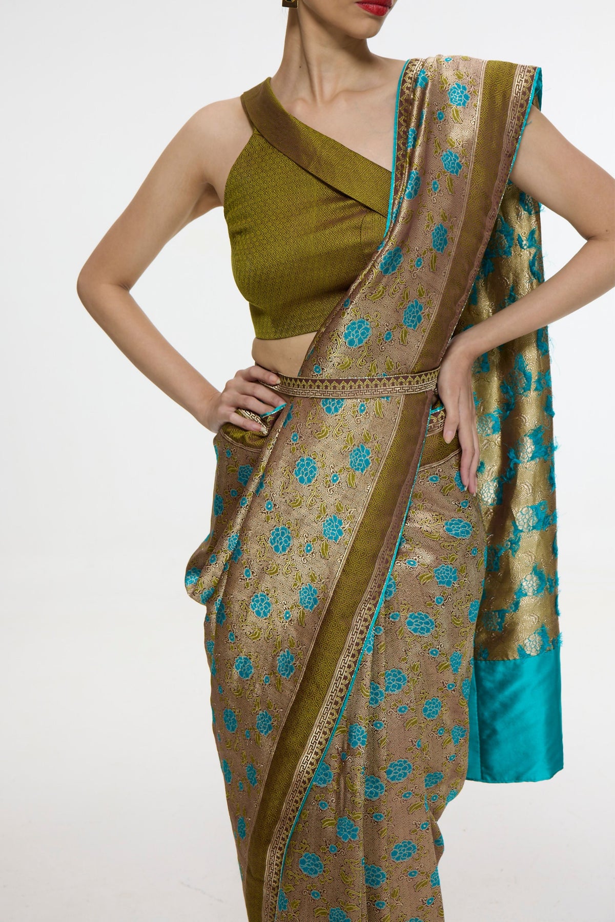 Olive Green Saree