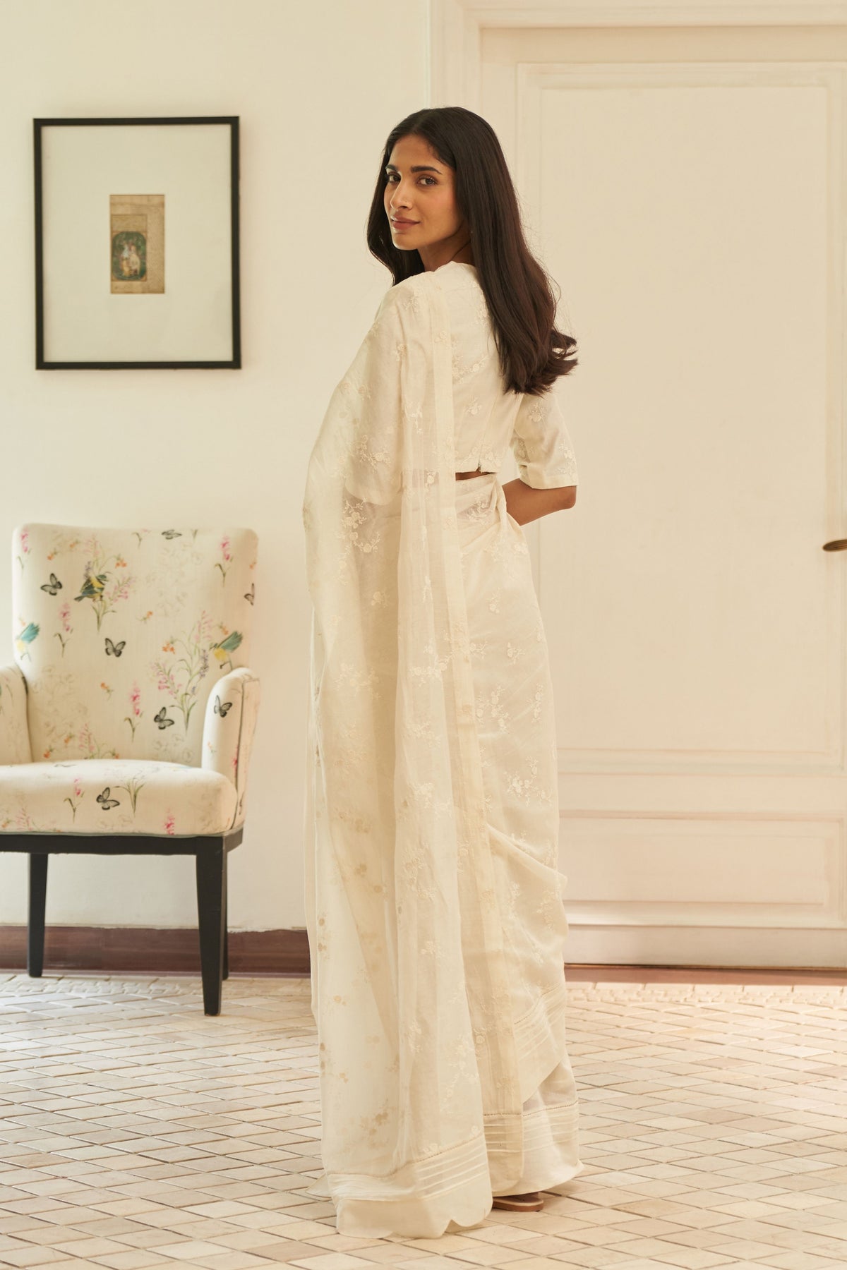 Swan Embroidered Saree