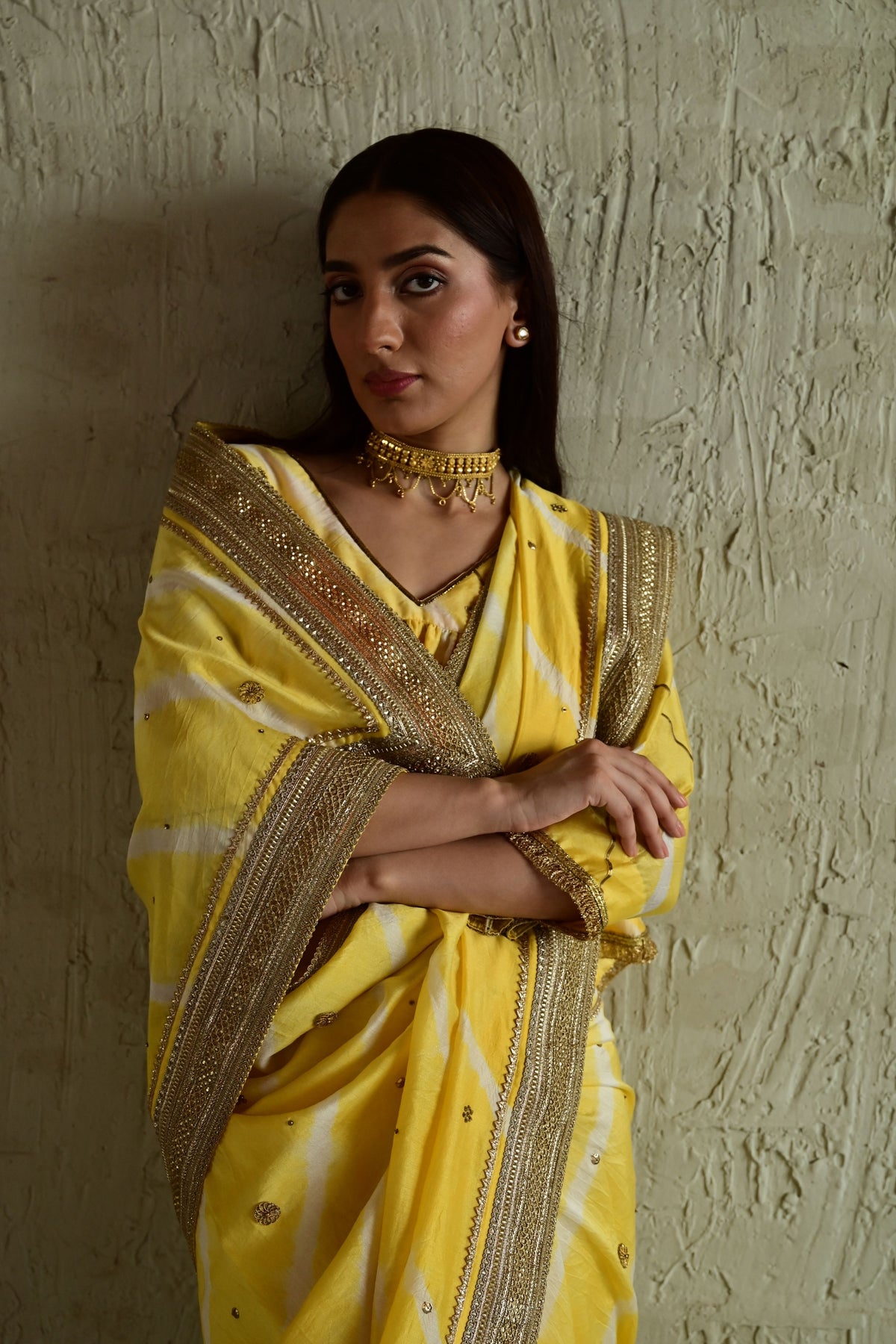 Yellow Leheriya Urmila Saree
