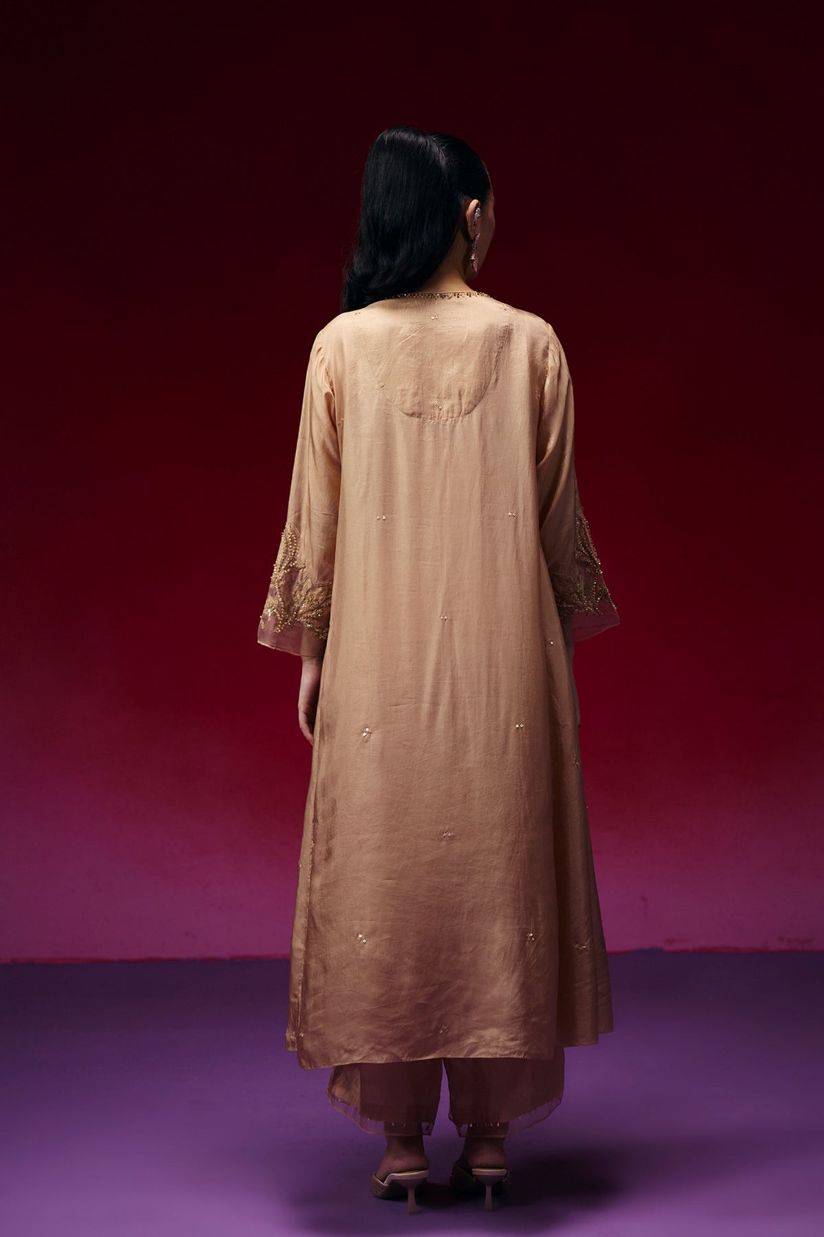 Gold Floral Appliqué Kurta Set