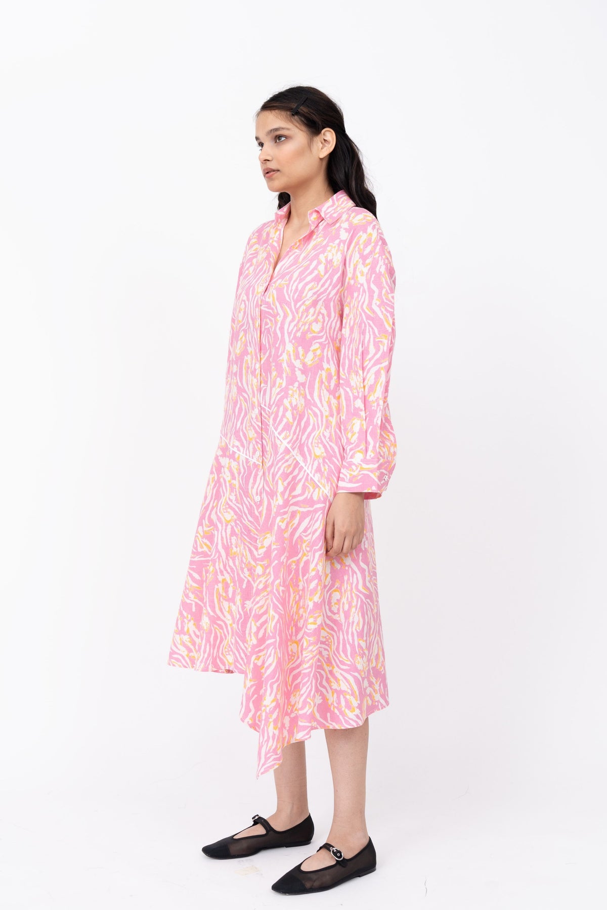 Pink Wave Slide Shirt Dress