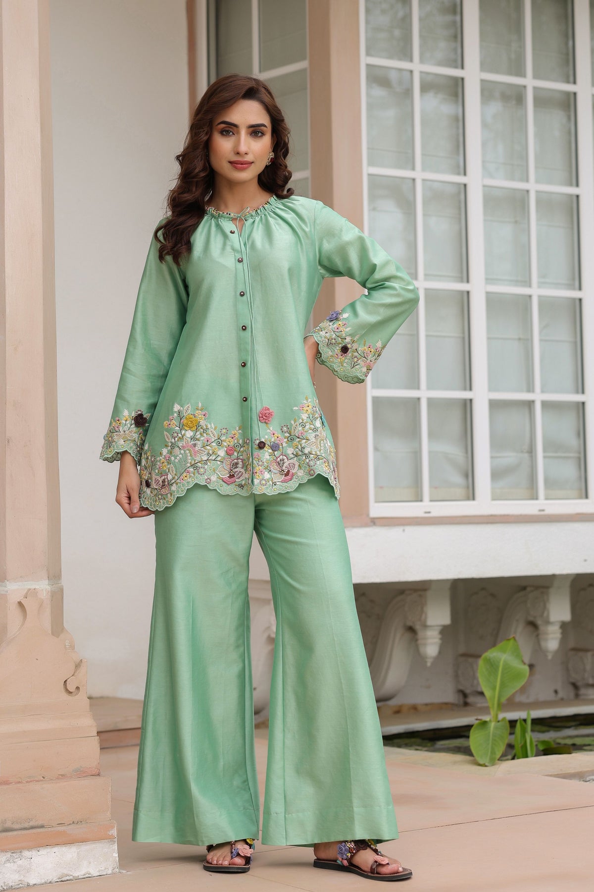 Gulzar Green Scallop Co-ord Set