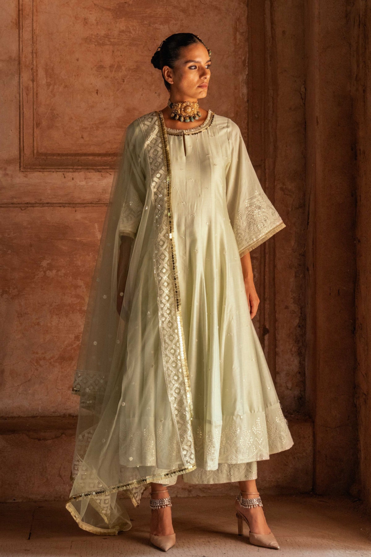 Forest Mint Anarkali Set