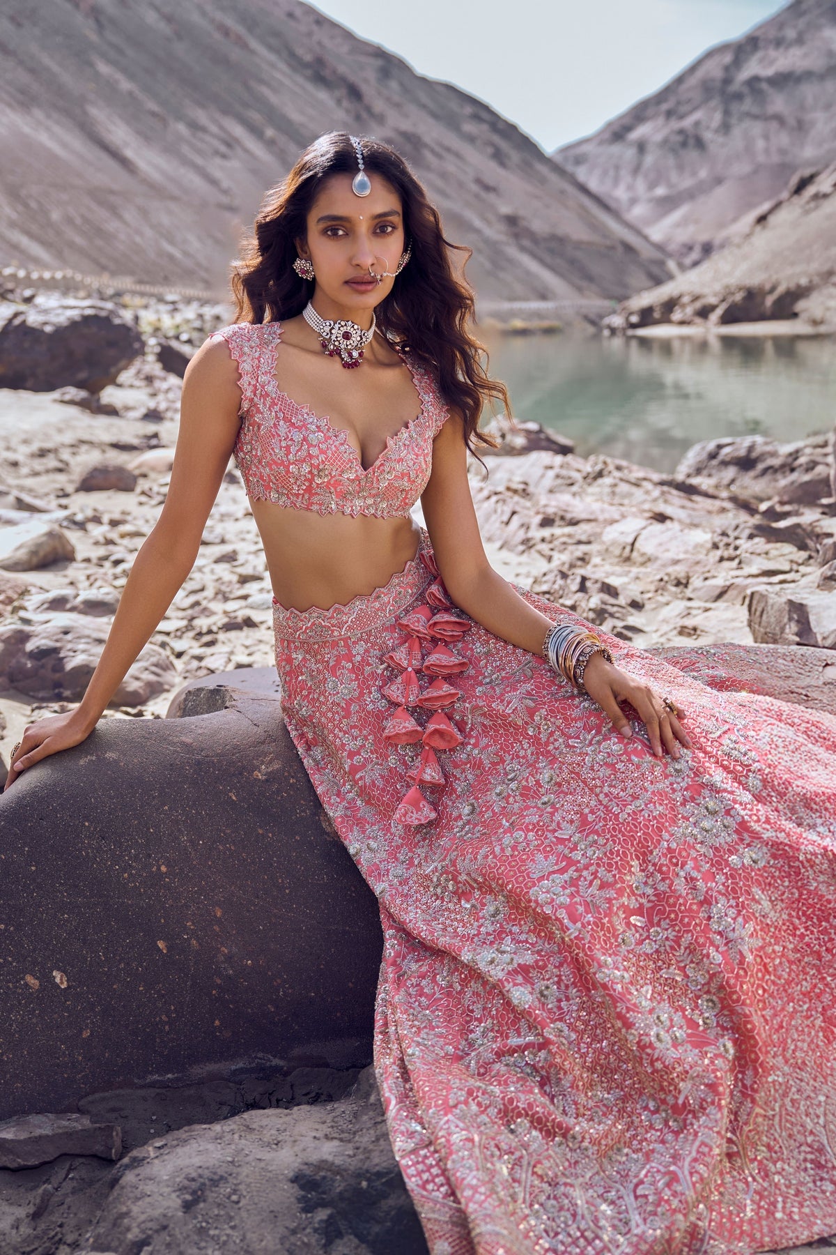 Ember Coral Lehenga Set