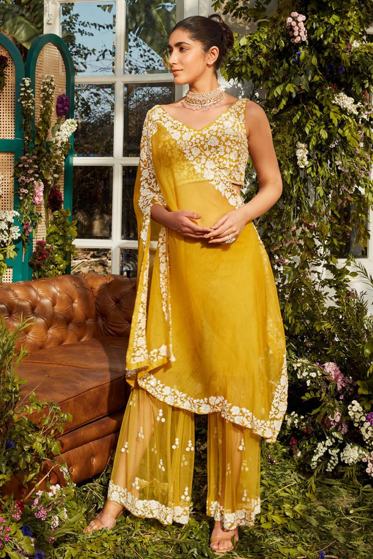 Mustard sharara set