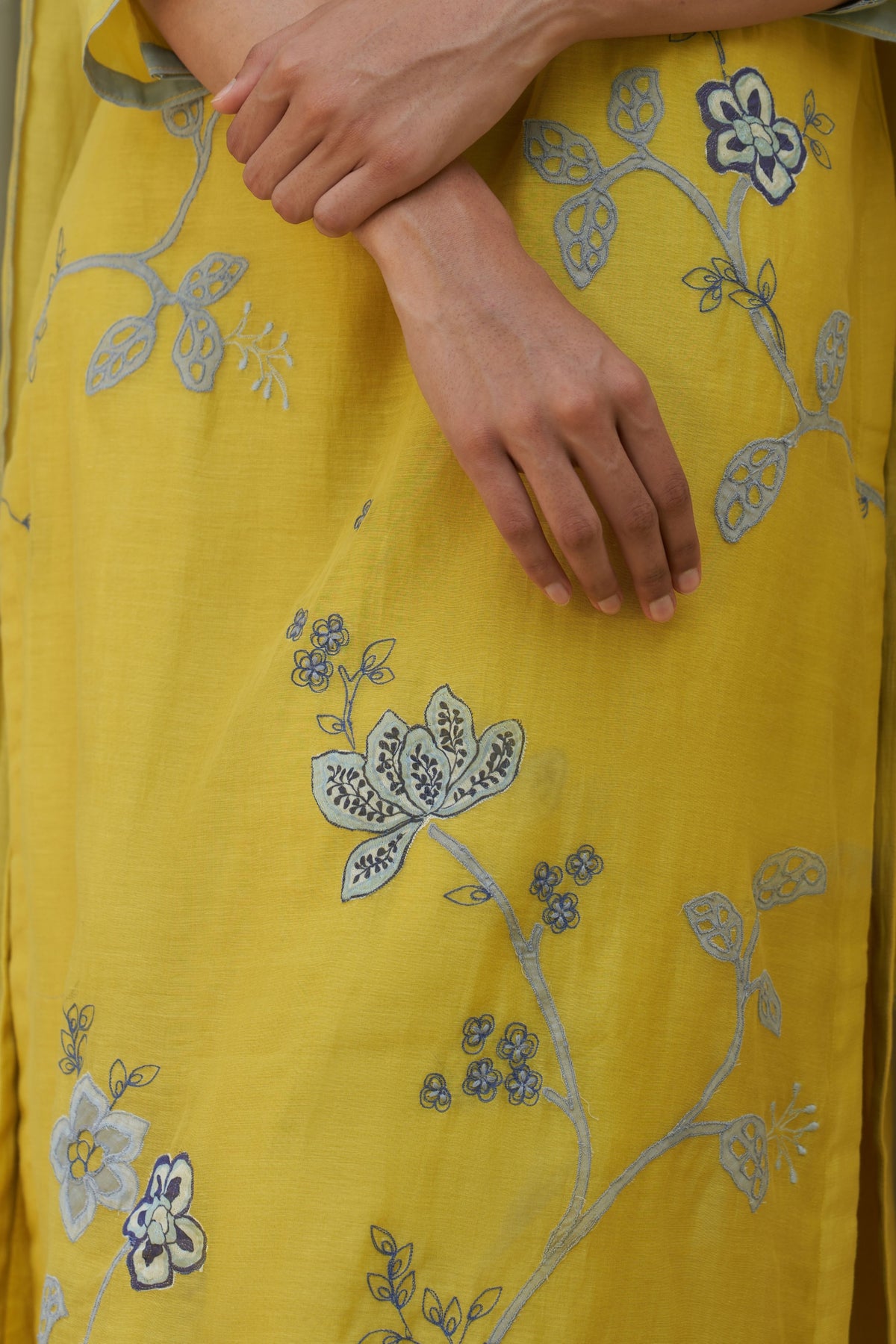 Daffodil Applique Embroidered Kurta Set