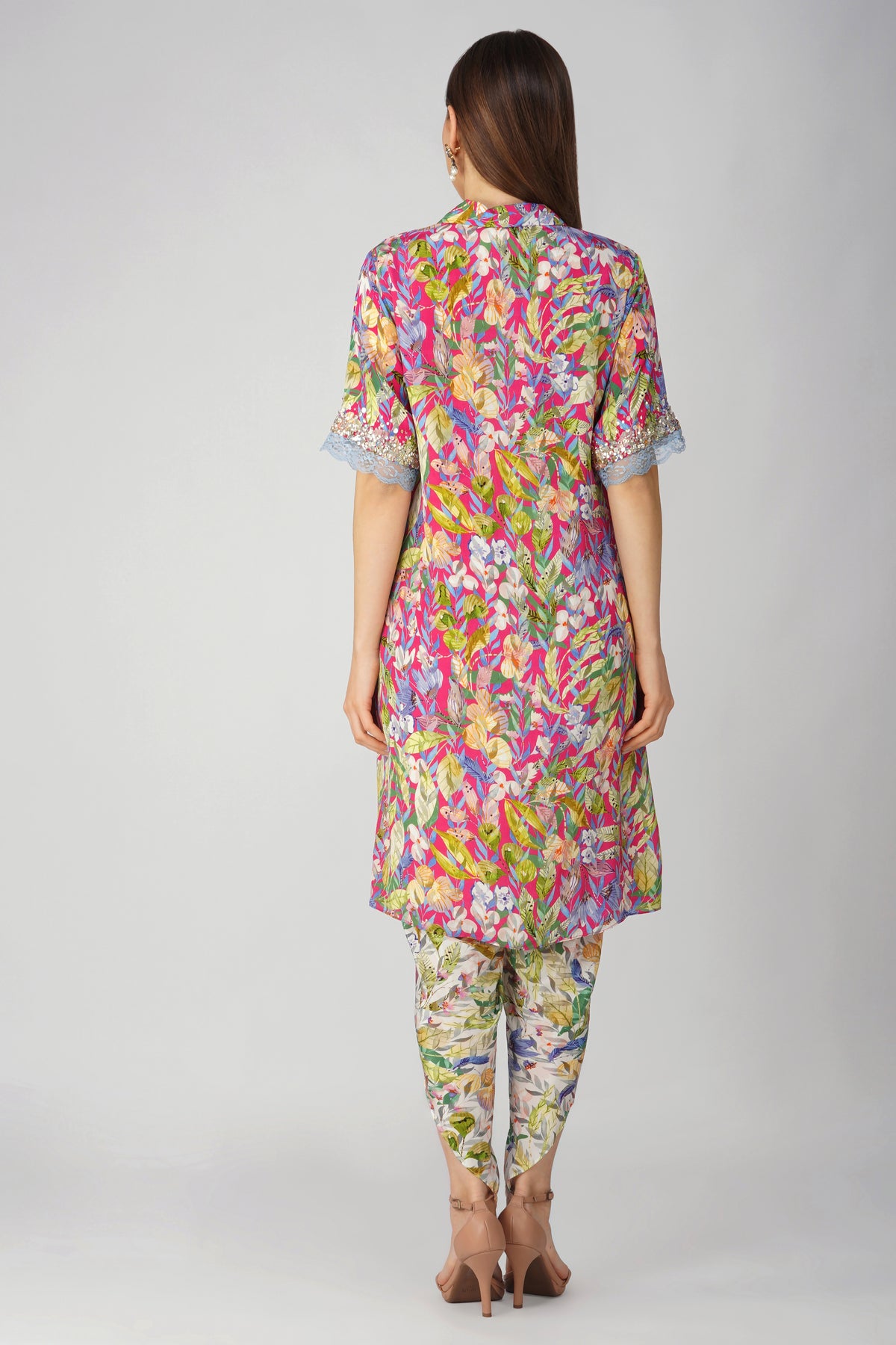 Multi Leaf Shirt Tunic Set