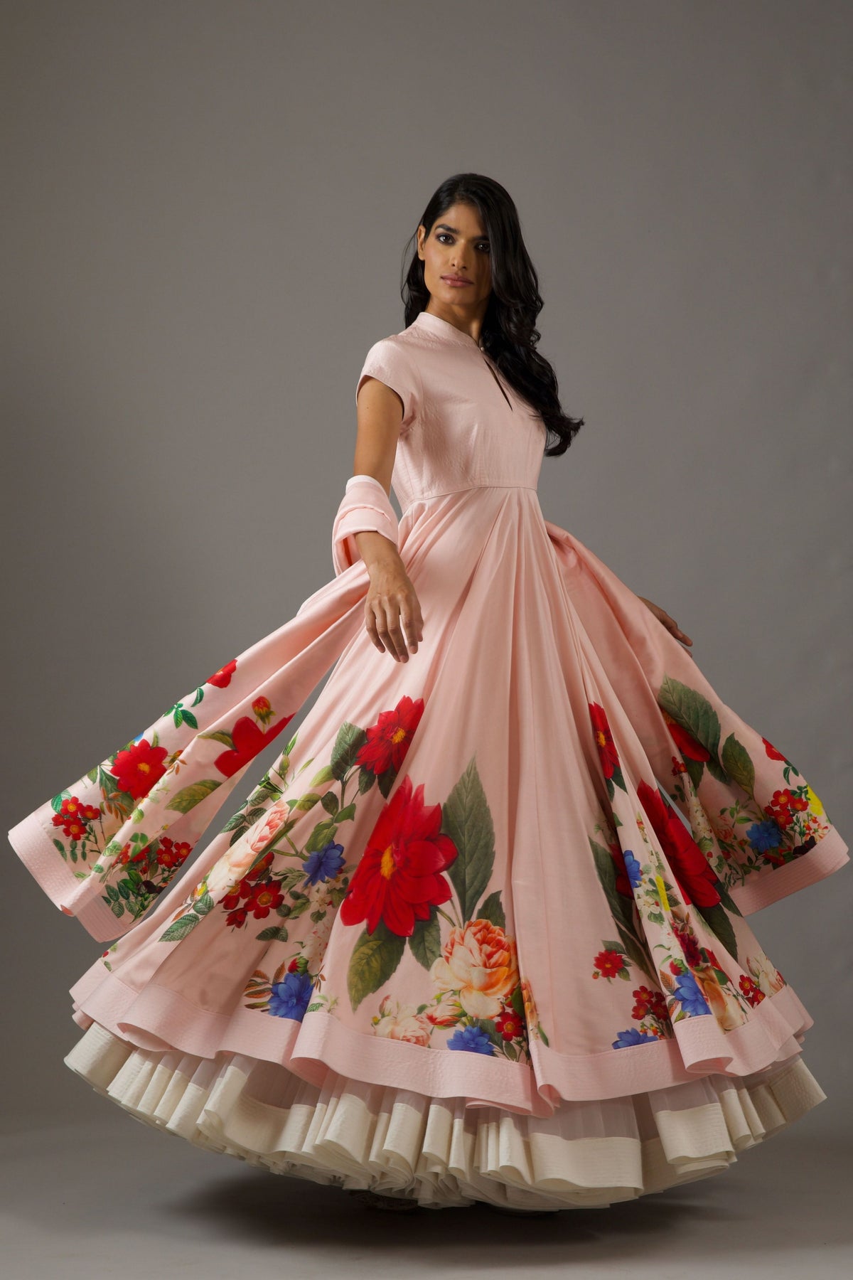 Pink Chanderi Anarkali Set