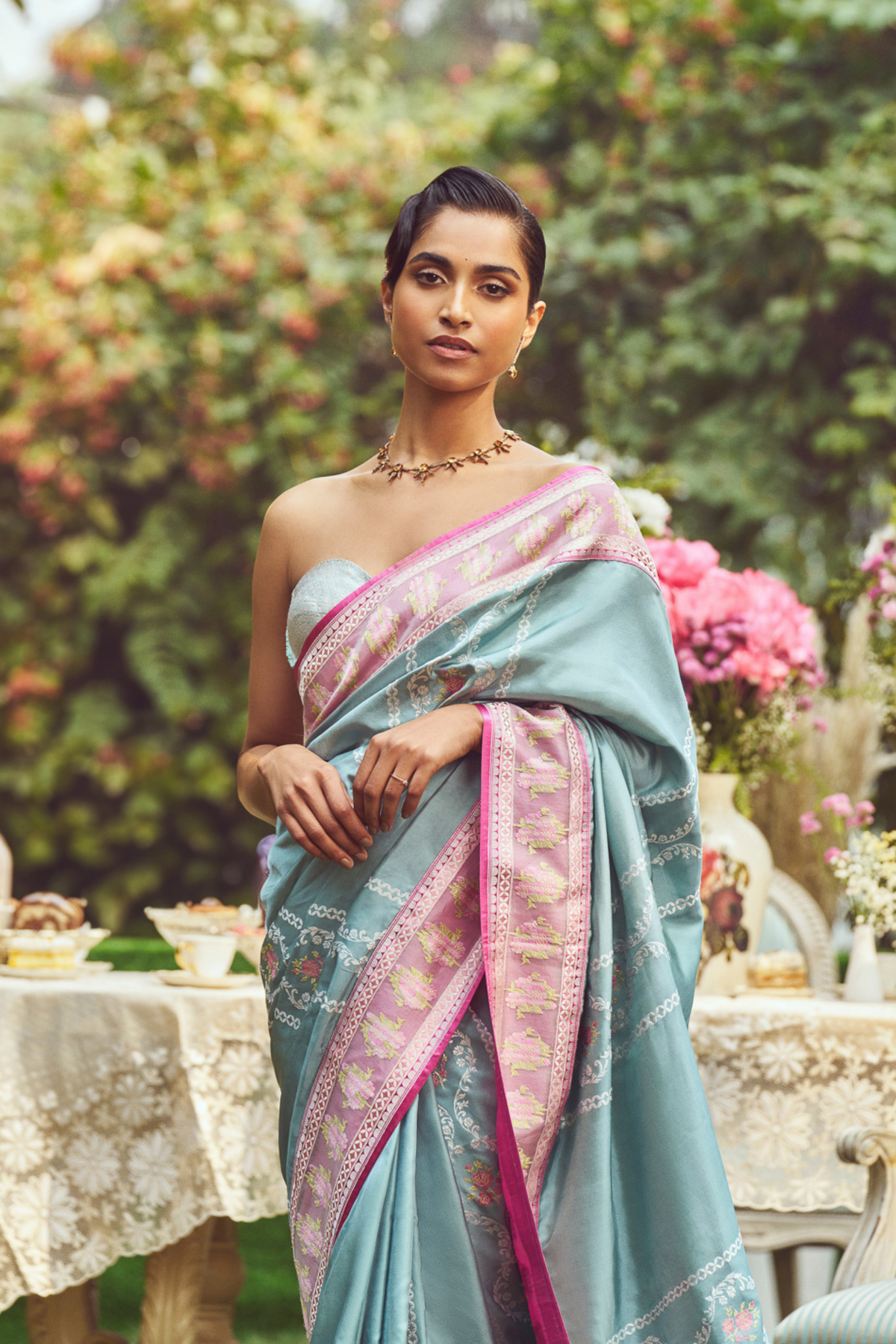 Blue Meenakari Zari Handloom Sari