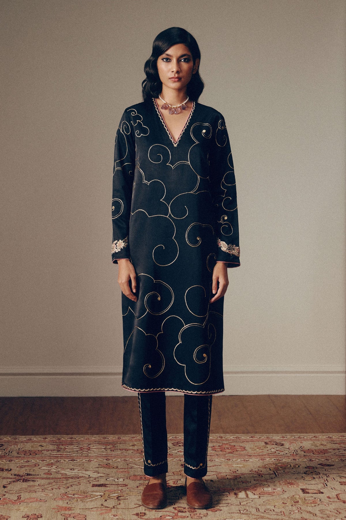 Dundlod Black Kurta Set