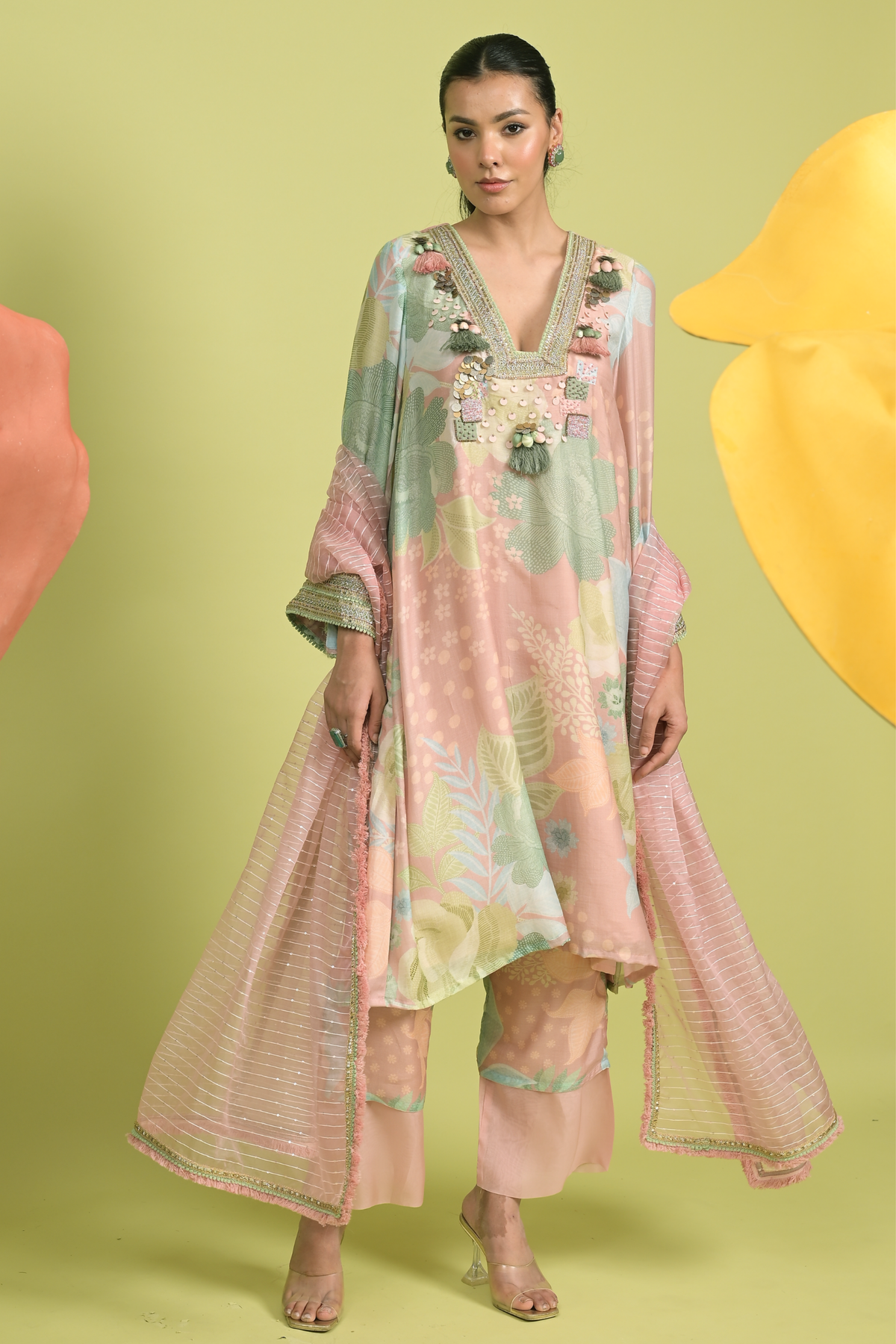 Rishi and Vibhuti - Rose Pink Choga Set - Elahe