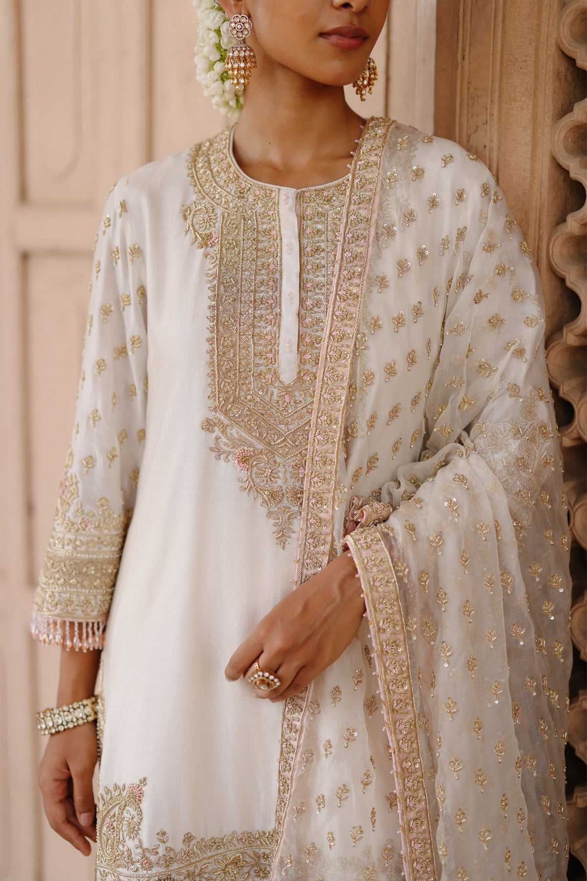 Ansha Ivory Short Kurta Set