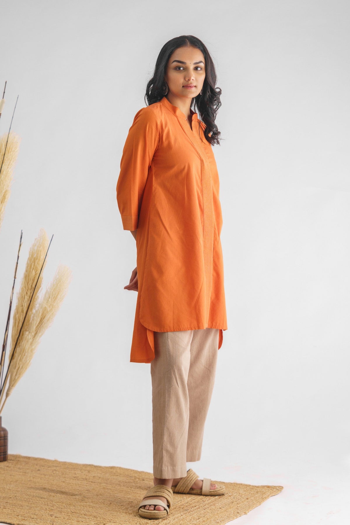 Orange Stitch Detail Tunic