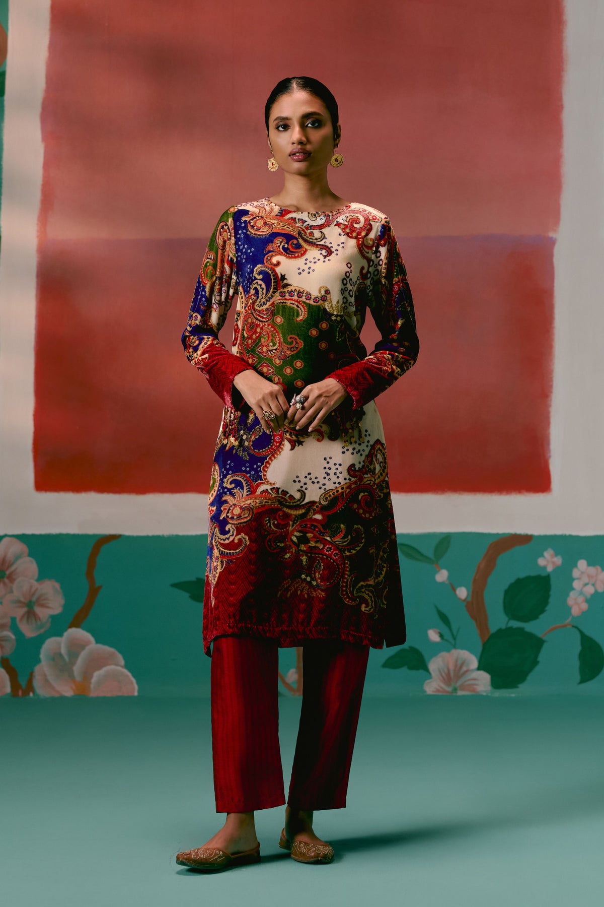 Paisley Velvet Kurta Set