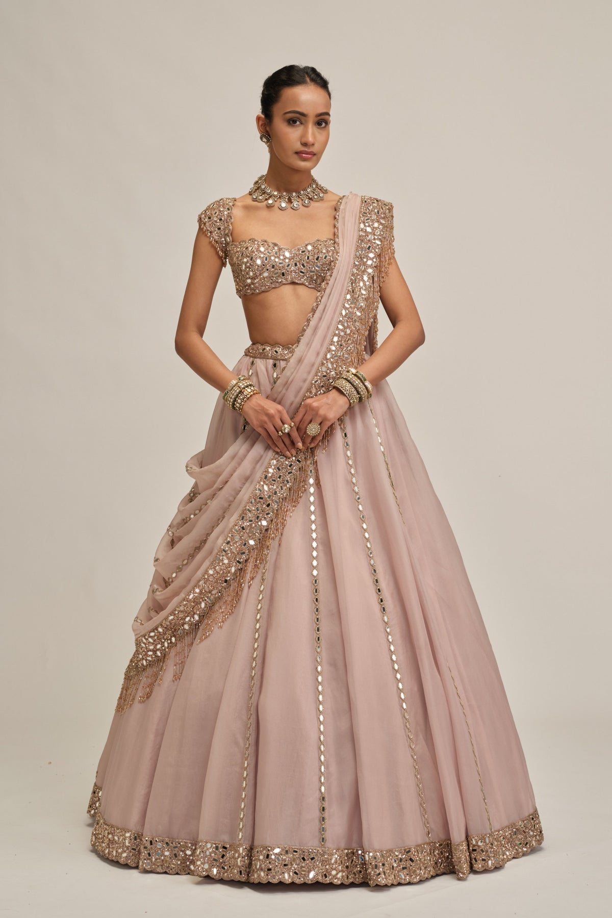 Ash Embroidered Lehenga Set