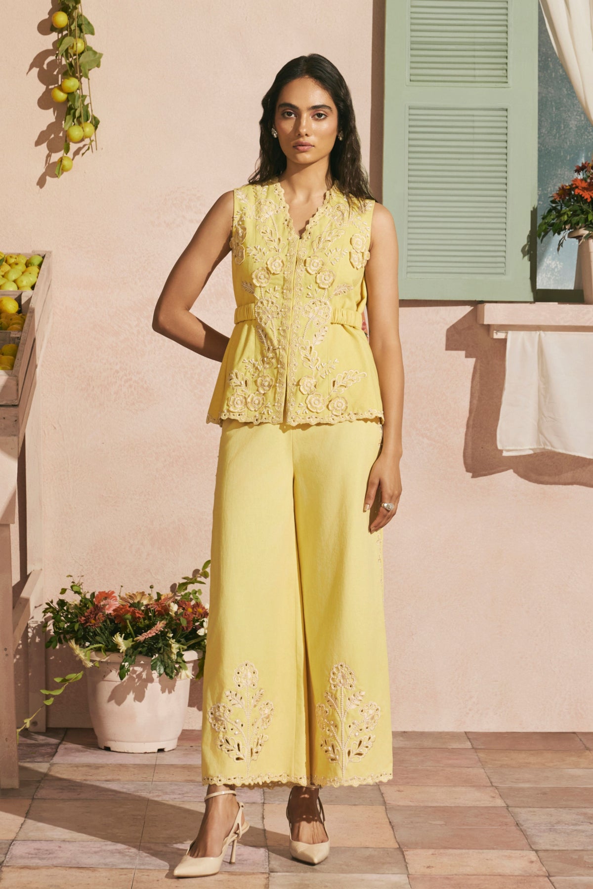 Butter Yellow Cutwork Pants