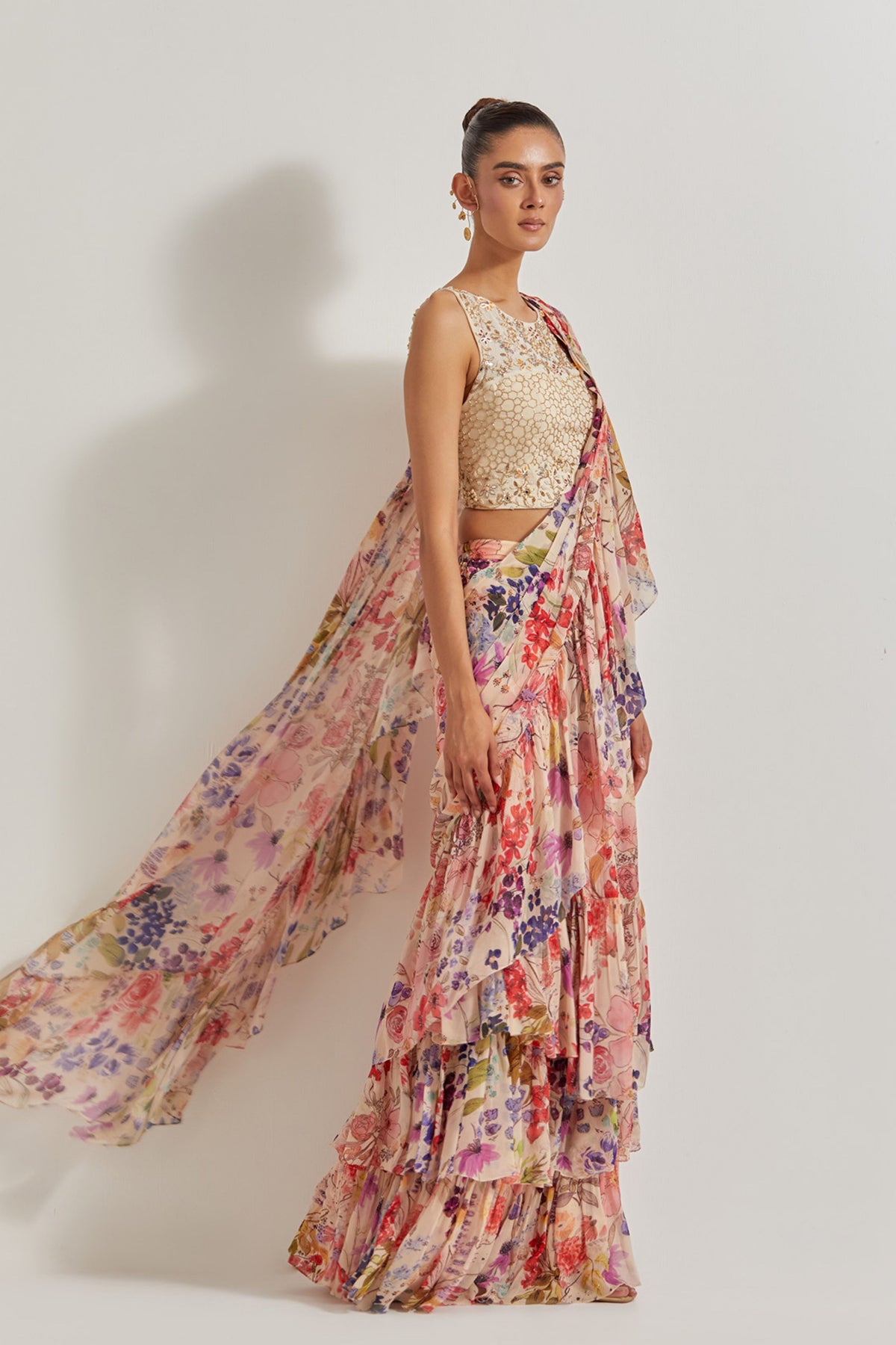 Georgette Tiered Saree