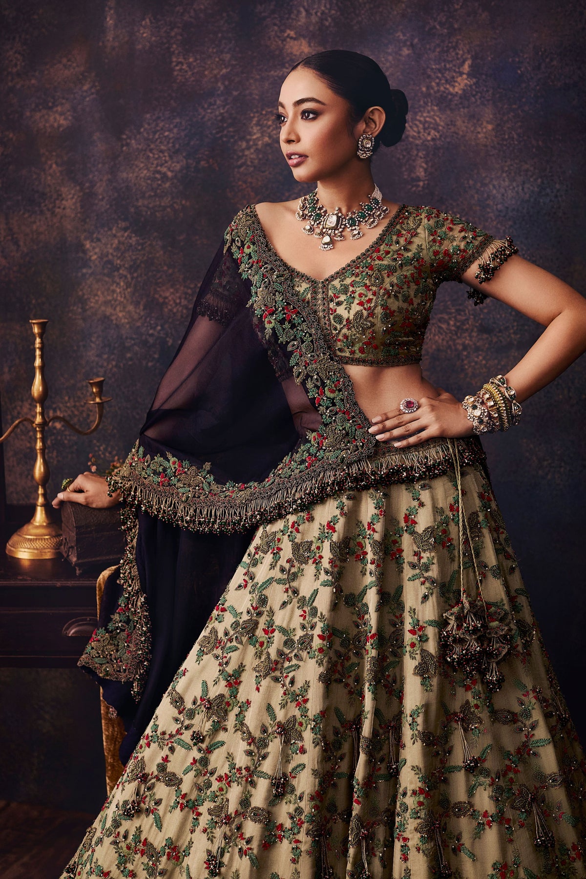 Dori Thread Tissue Lehenga