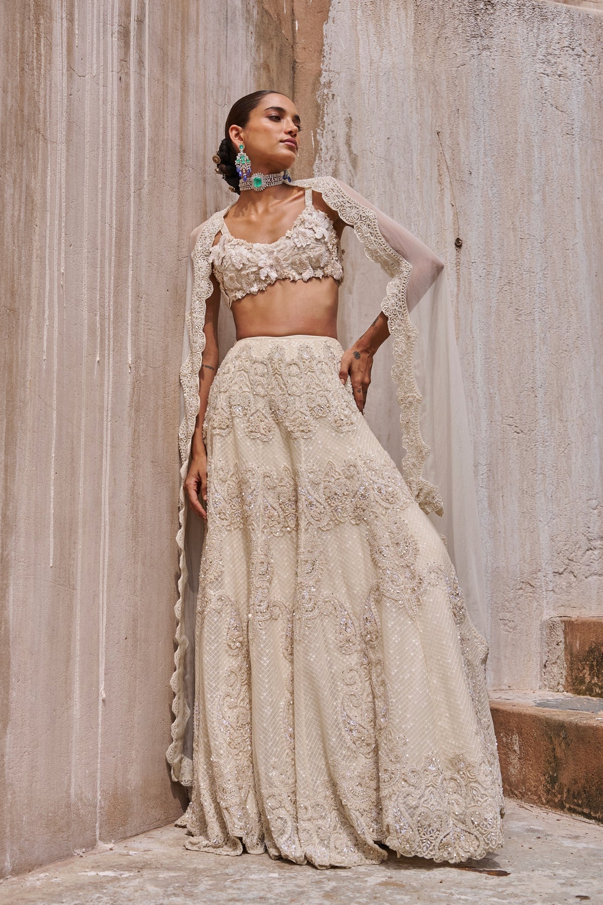 Ivory Bloom Lehenga Set