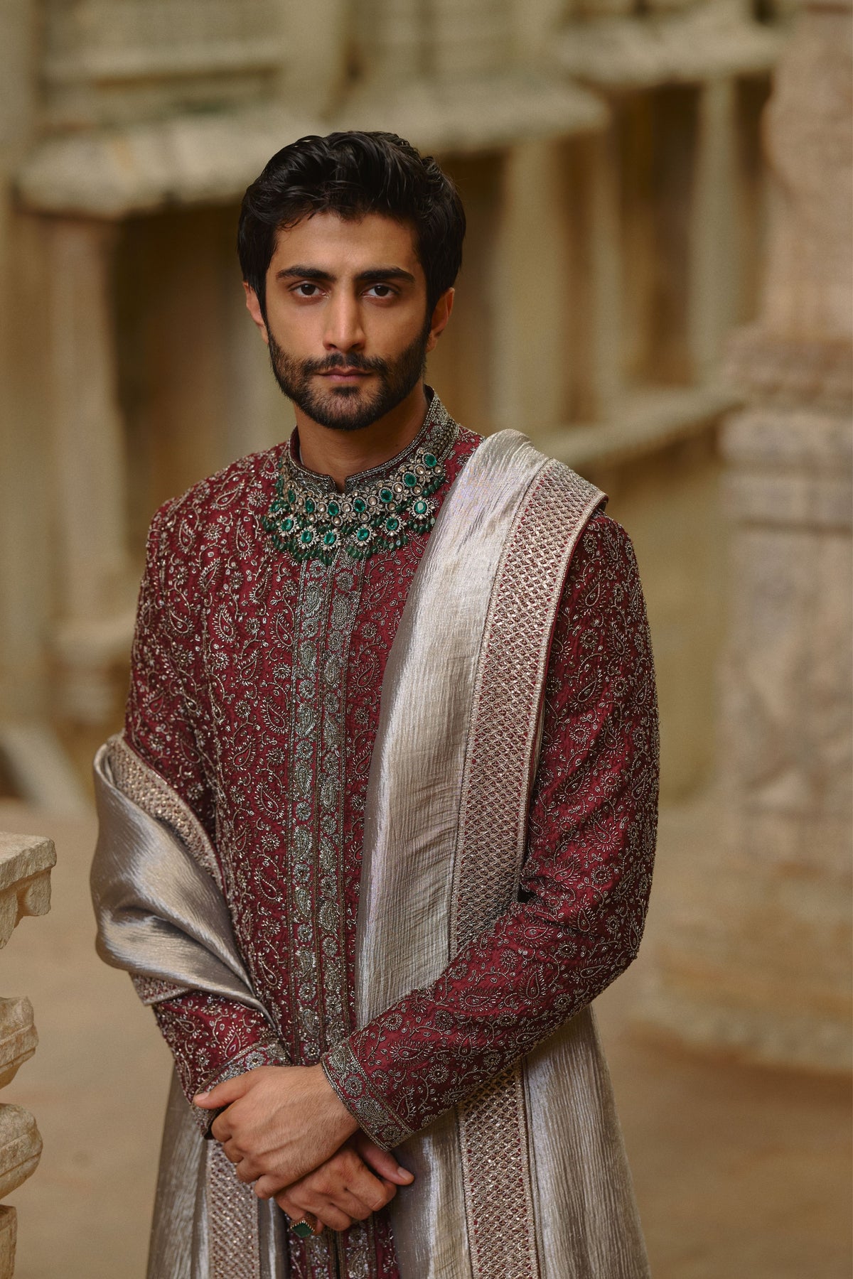 Burgundy Sherwani Set