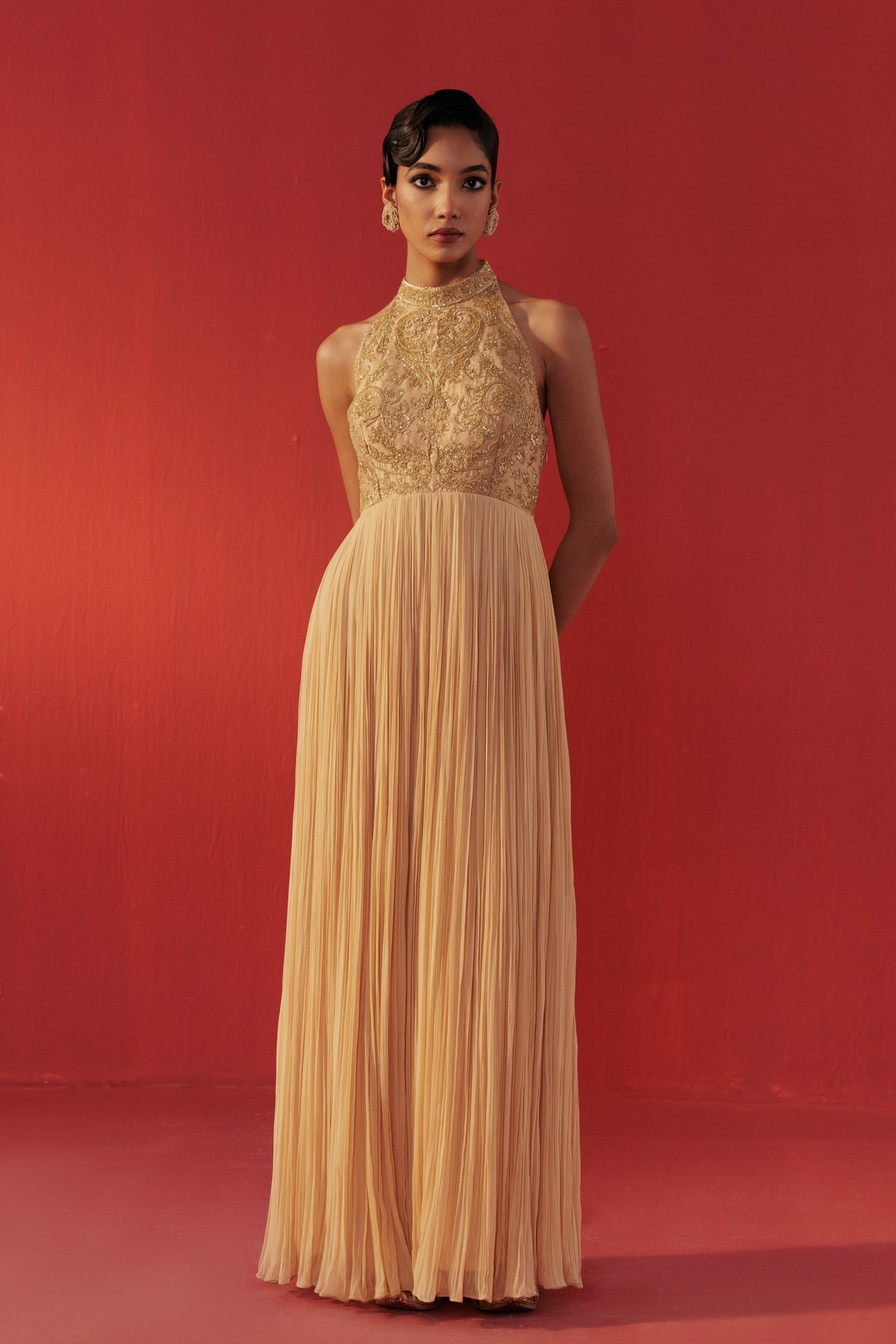 Beige Gold Dolly Anarkali