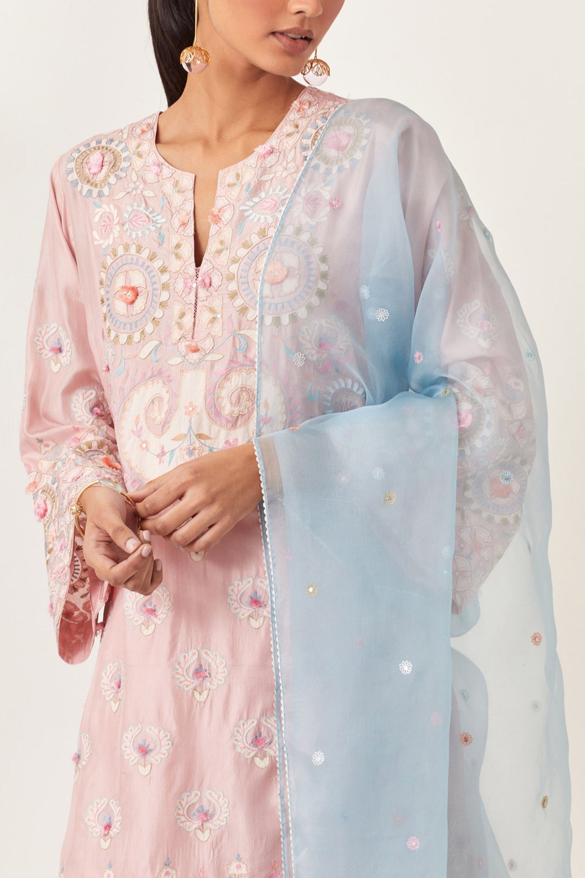 Pink Silk Straight Kurta Set