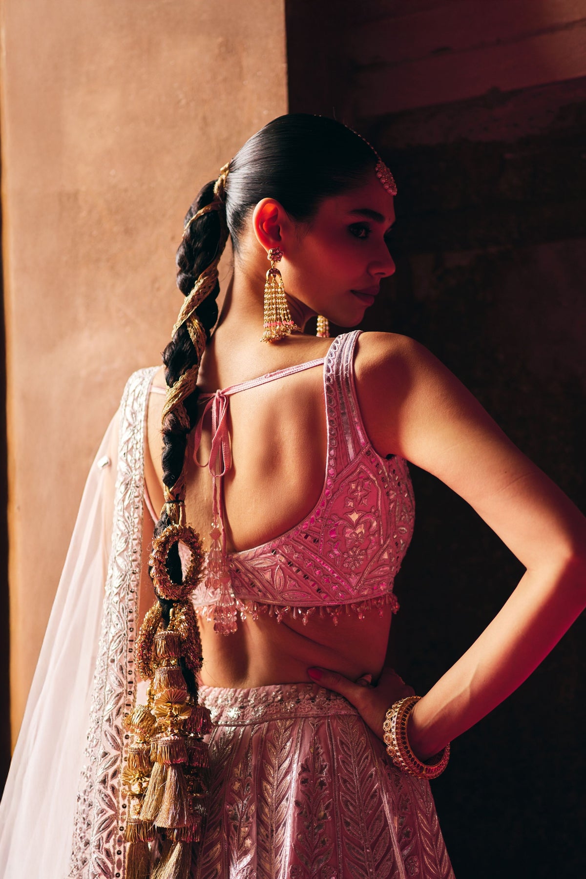Blush Pink Organza Lehenga Set
