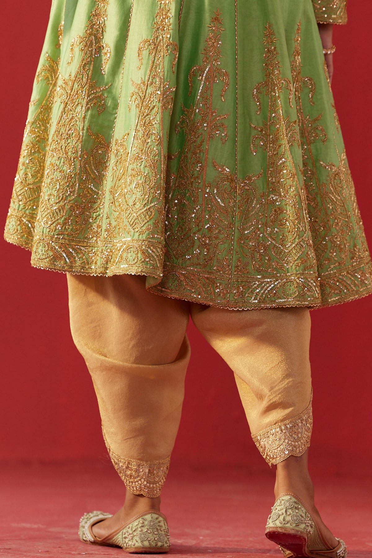 Pista Green Kalidar Kurta Set
