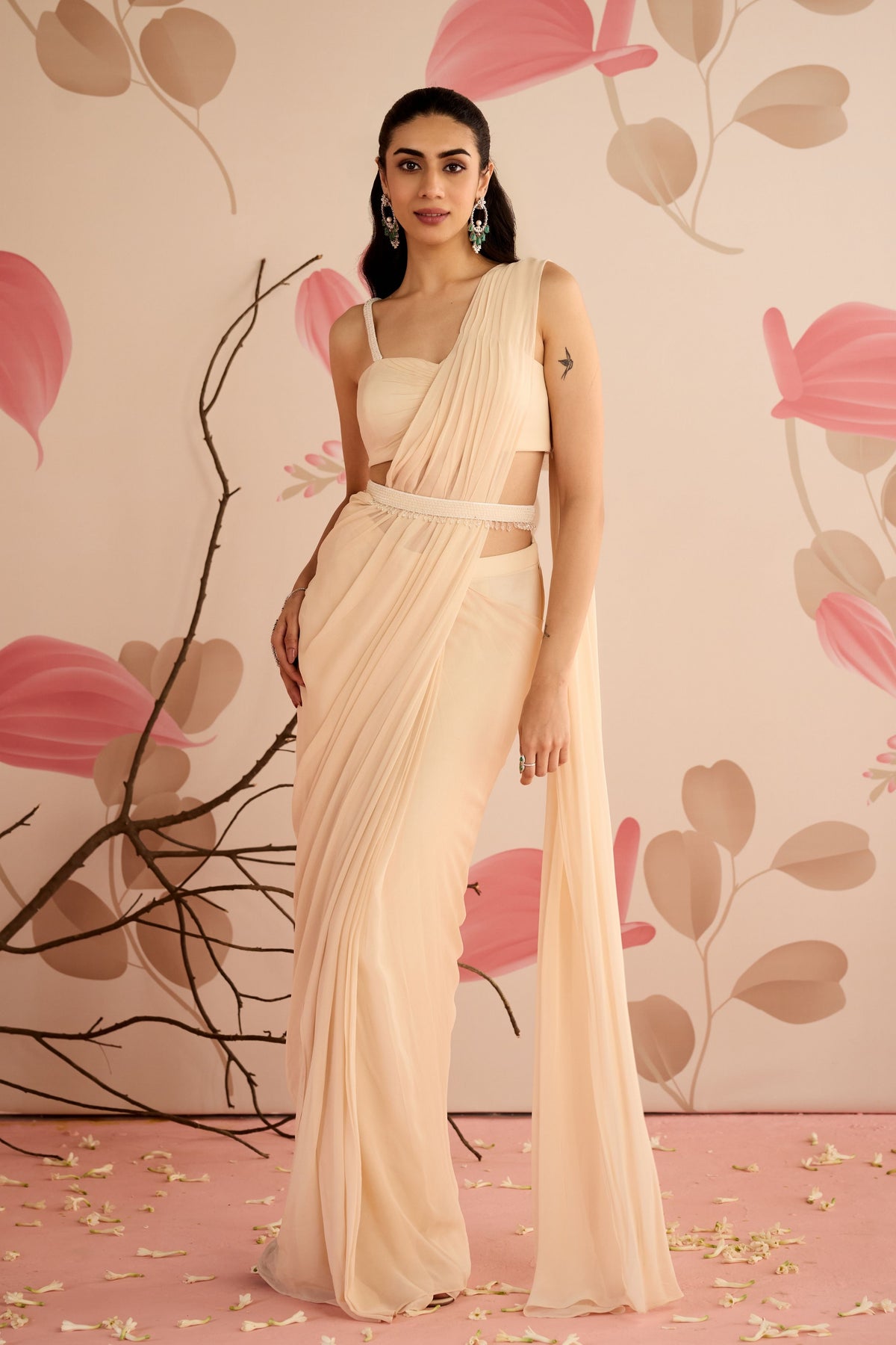 Cannabis Drape Saree
