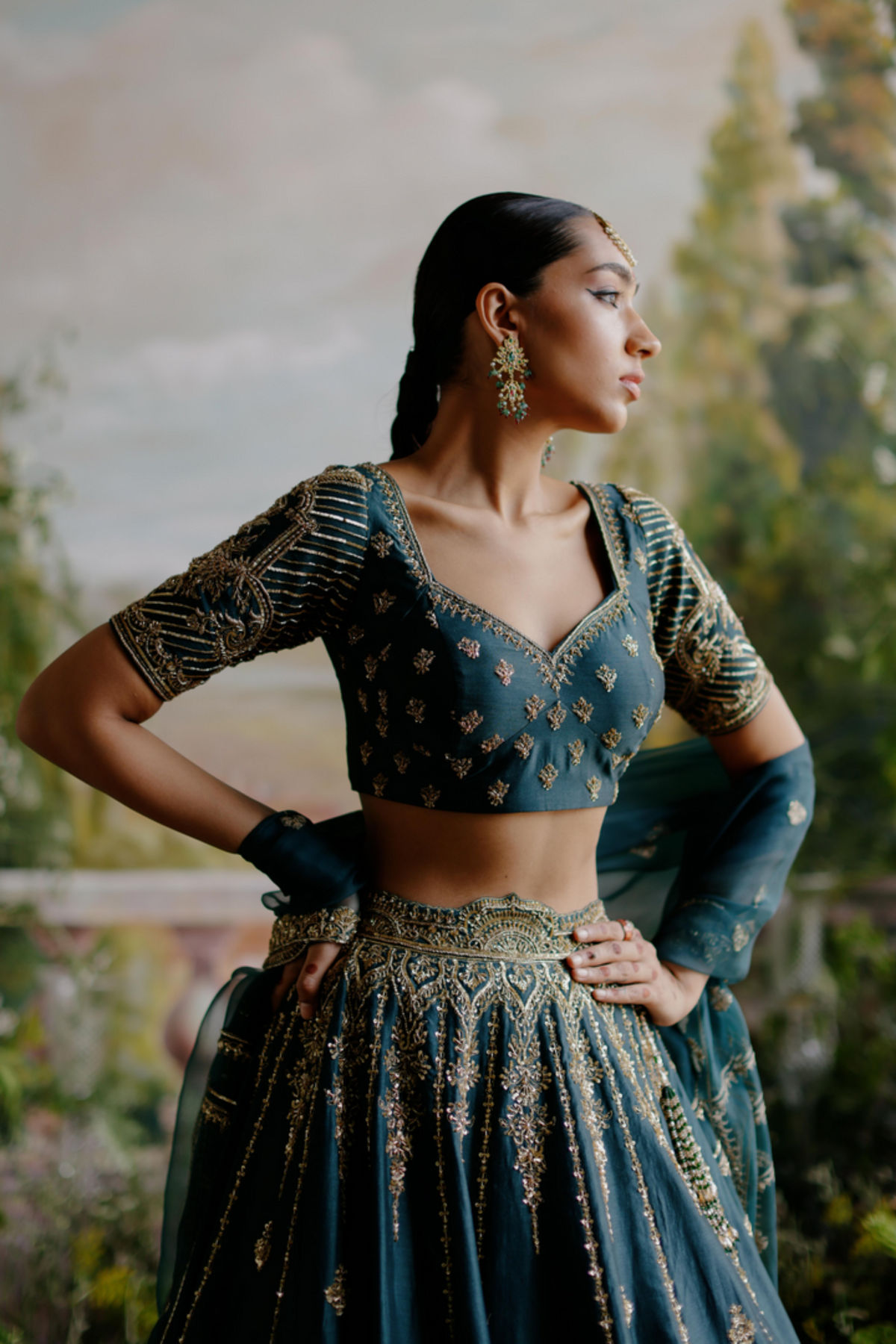 Dark Green Lehenga Set