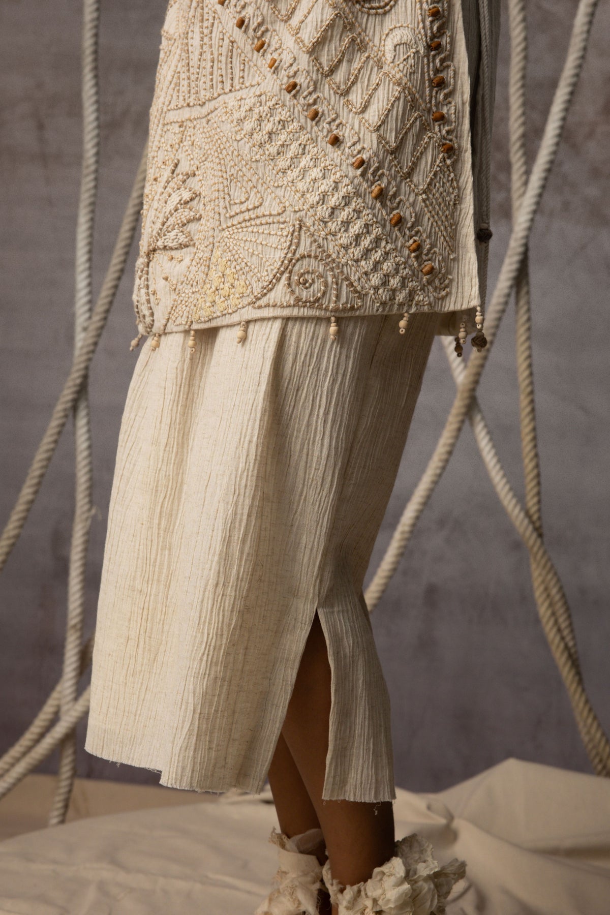 Ivory Crushed Skirt