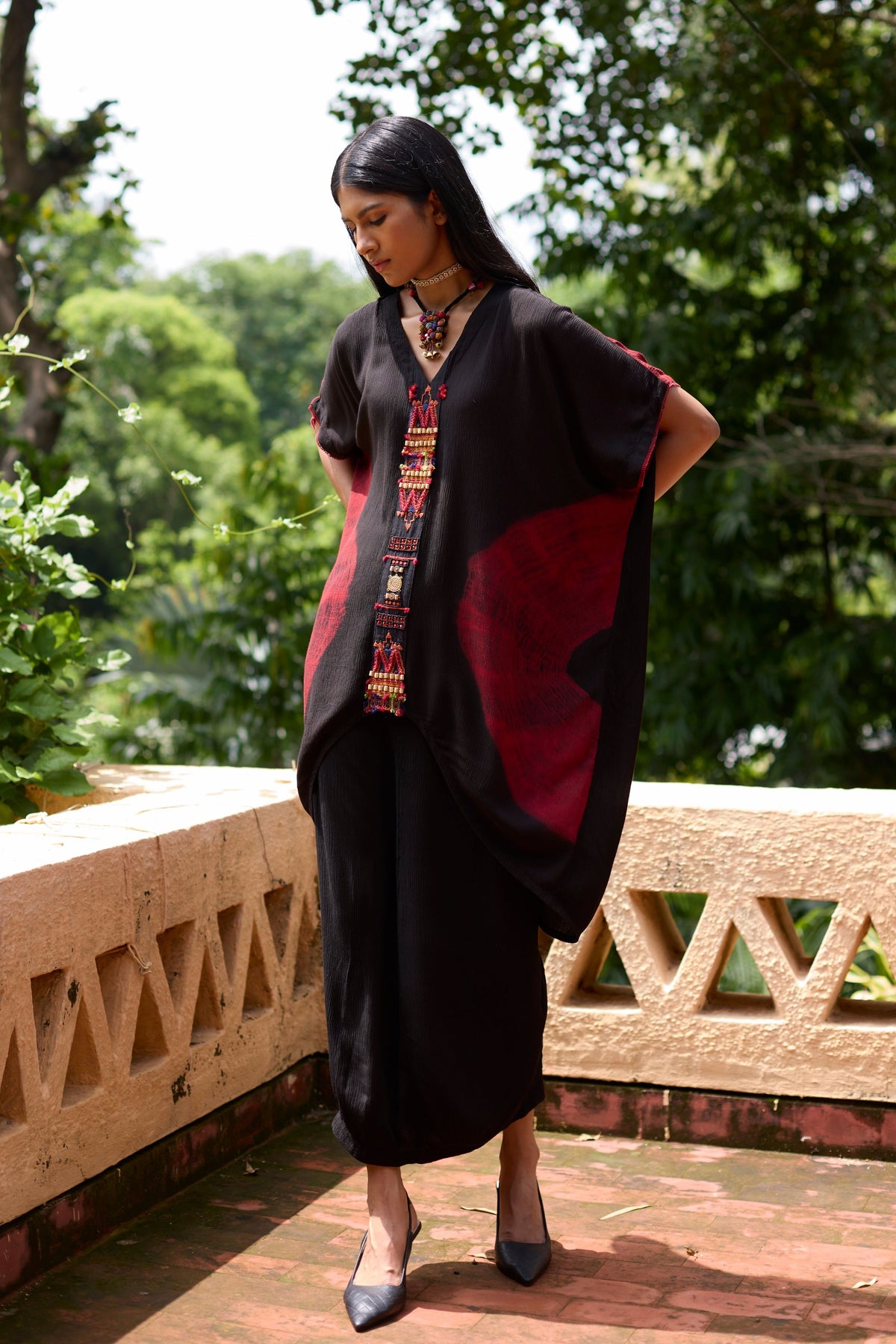 Black Tie-dye Skirt Set